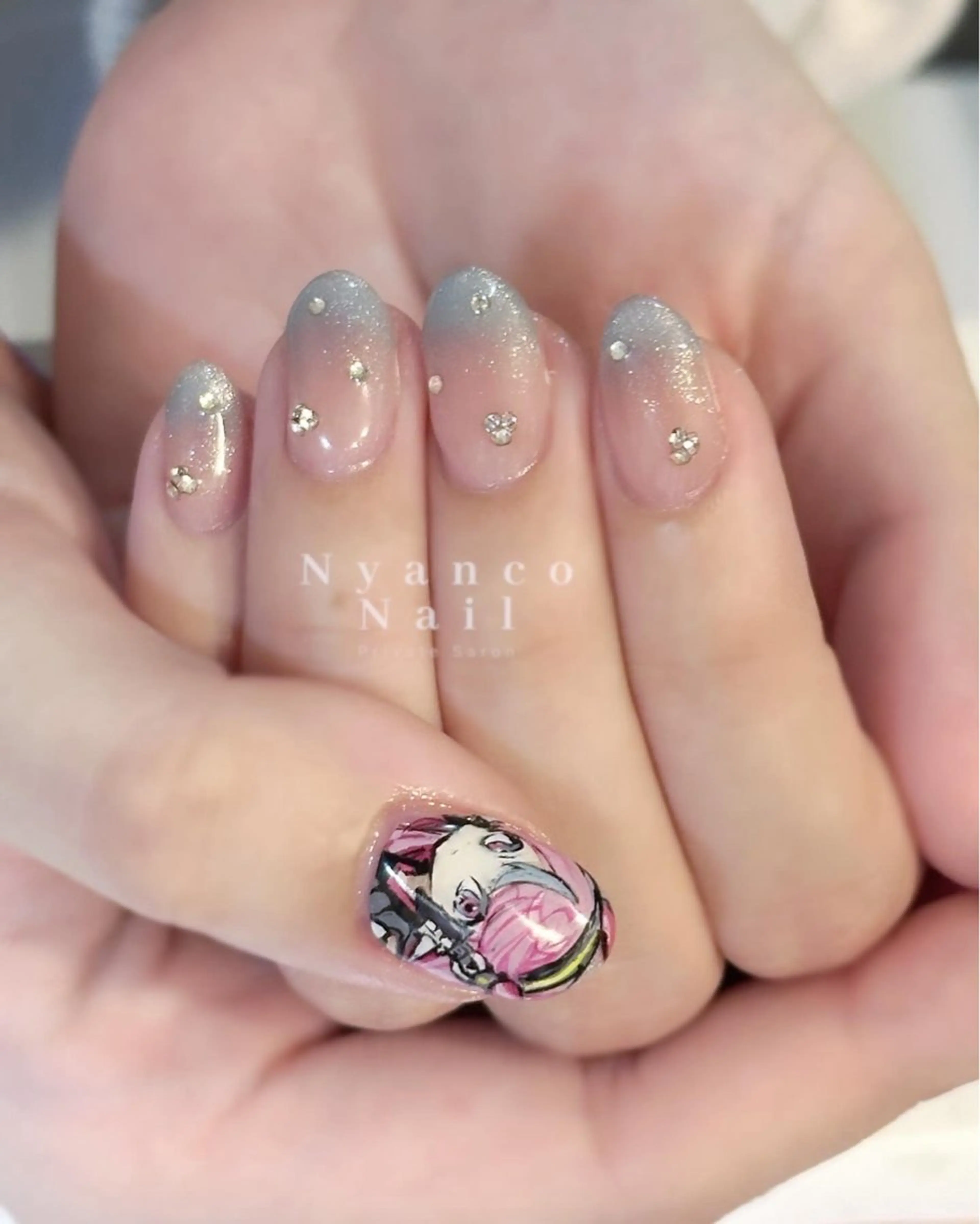 ネイル ジェルネイル マグネットネイル 春ネイル ワンホンネイル Nyanco Nailのネイルデザイン