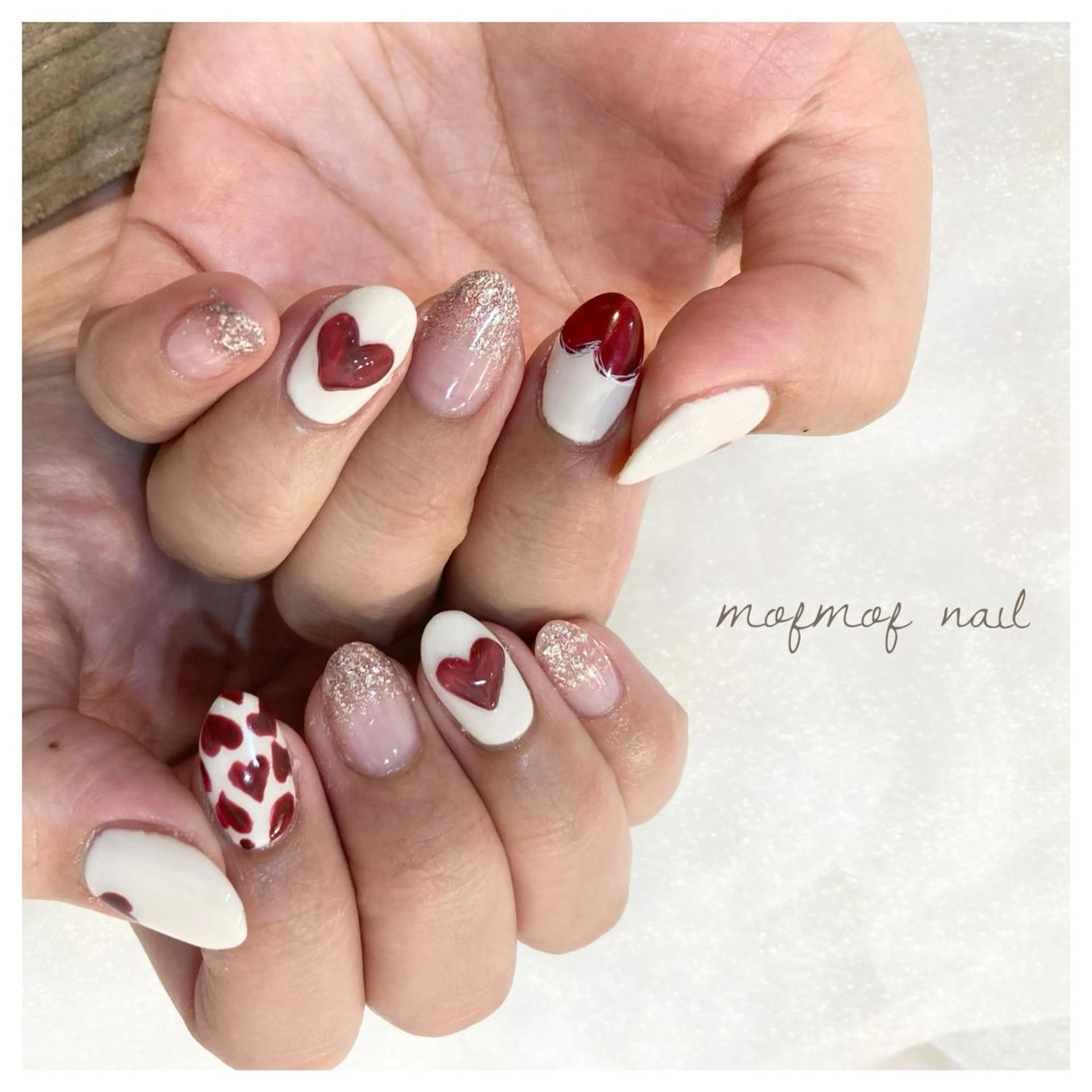 ネイル バレンタイン mofmofnail 🌿shimizuのネイルデザイン