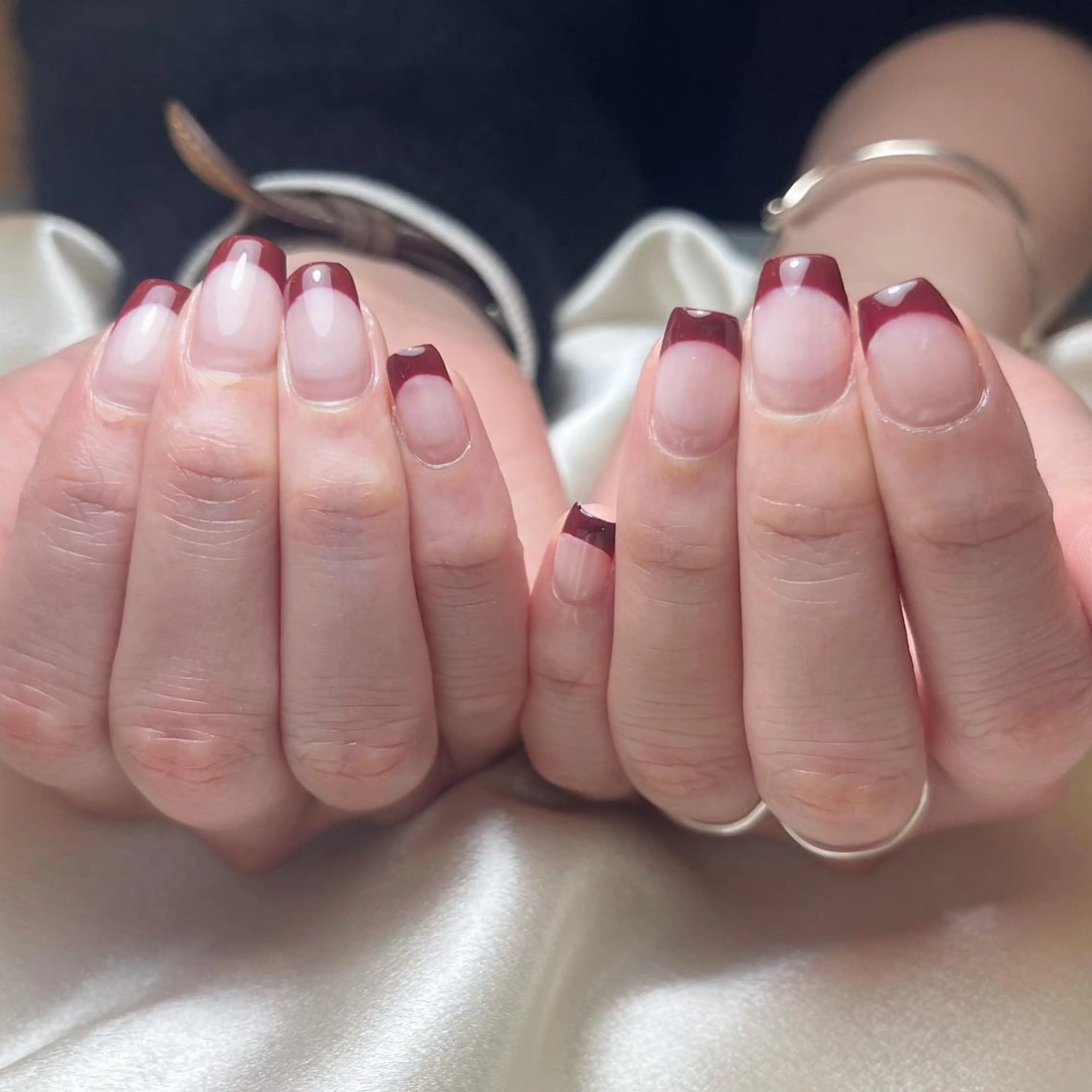 ネイル ボルドー フレンチネイル バレンタイン 🪽fein.🪽 eye&nail💞のネイルデザイン