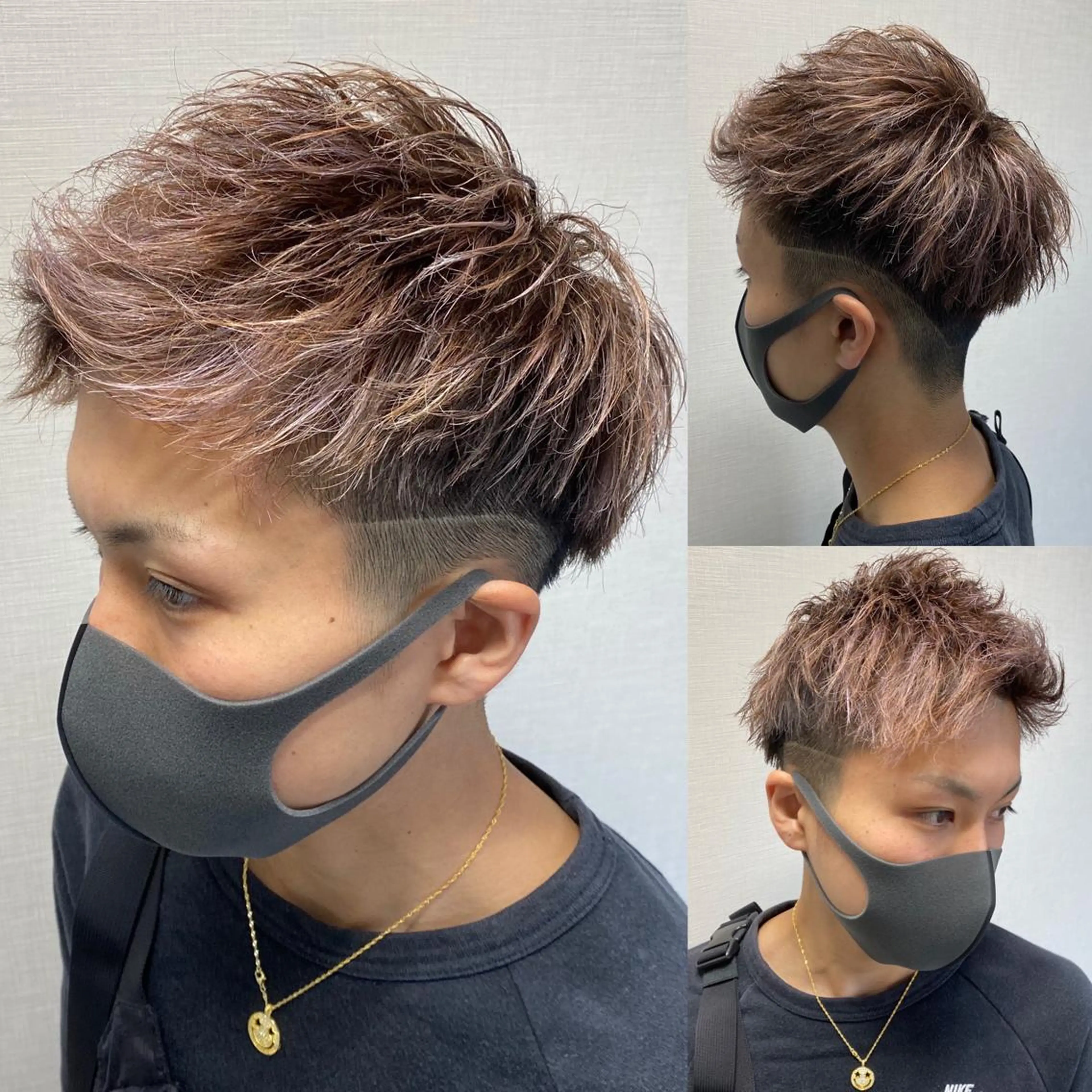 カラー メンズ メンズハイライト ハイライトカラー ラベンダーカラー ピンクカラー ピンクラベンダー R/🤎 パーマ&ブリーチ🔥のヘアスタイル