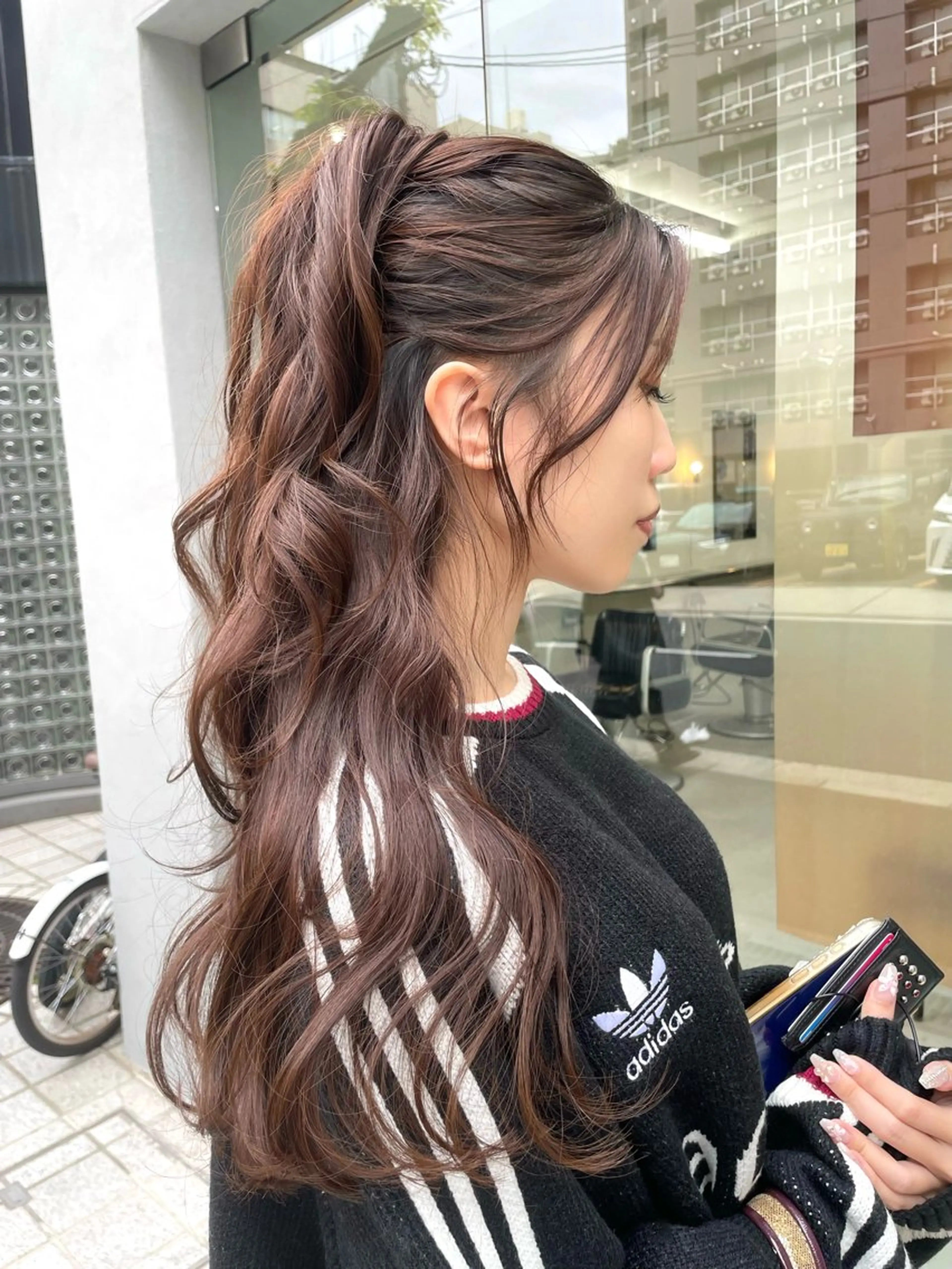 ロング ヘアアレンジ ハーフアップ 顔周りカット Then所属・mana/ハイトーン /ヘアアレンジ🎀のヘアスタイル