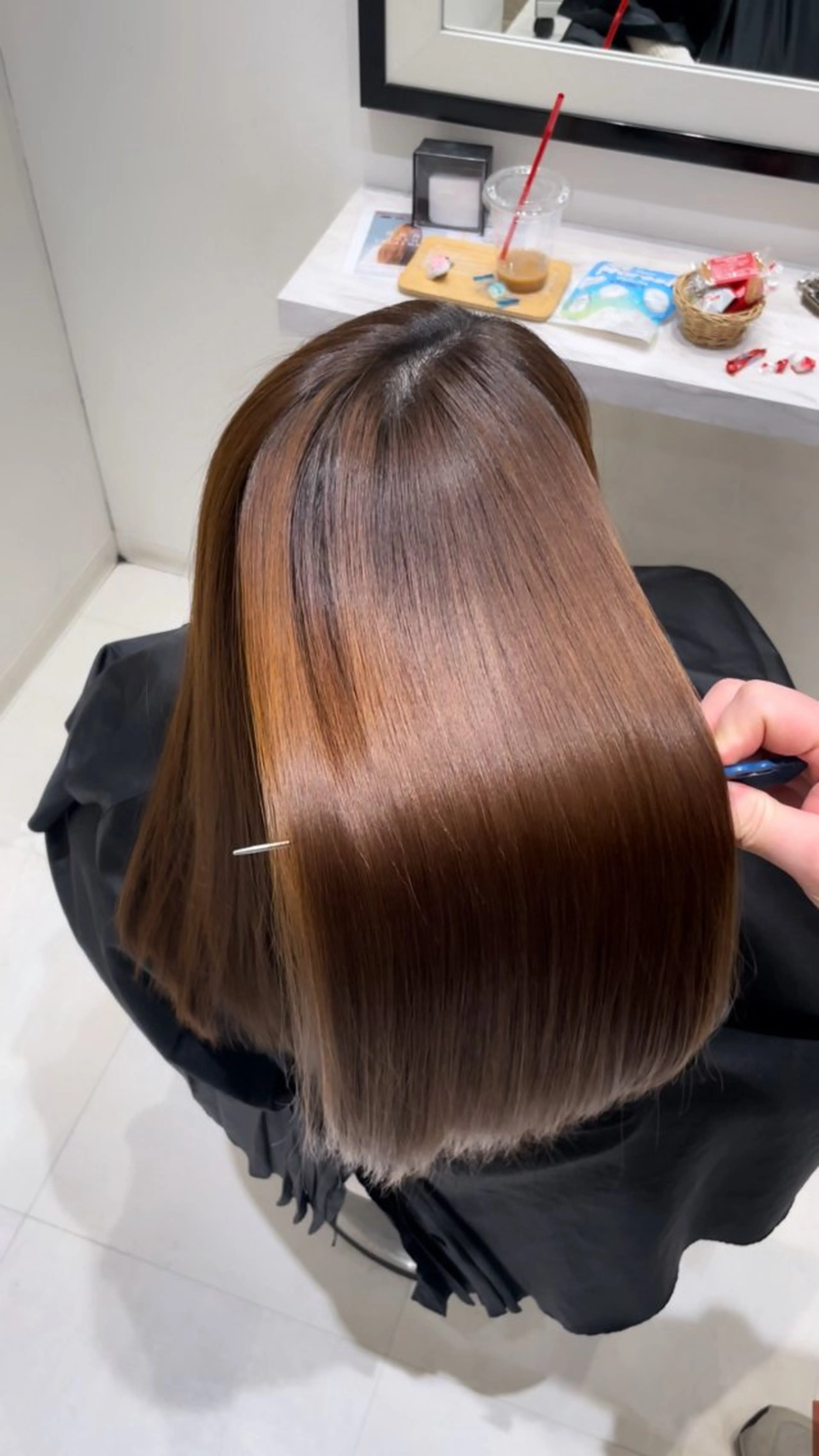 ロング パーマ 縮毛矯正 トリートメント k-two✨たき艶感 カラー／美髪矯正のヘアスタイル
