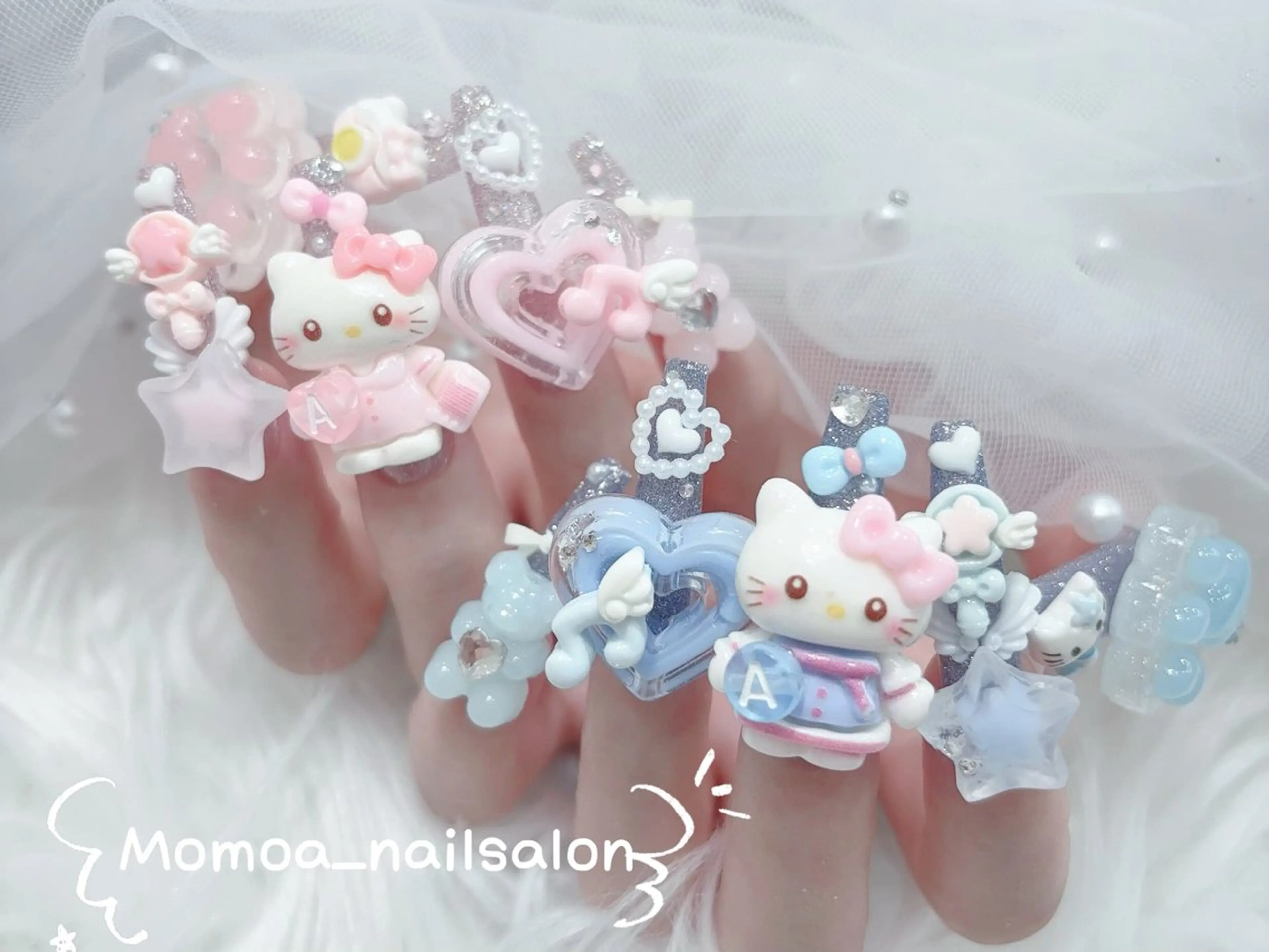 ネイル 成人式 ロングネイル マグネットネイル 大理石ネイル(マーブル) 持ち込み ハンドネイル Momoa nail salon所属・MoMoA Nail ネイル長さ出し専門店のネイルデザイン