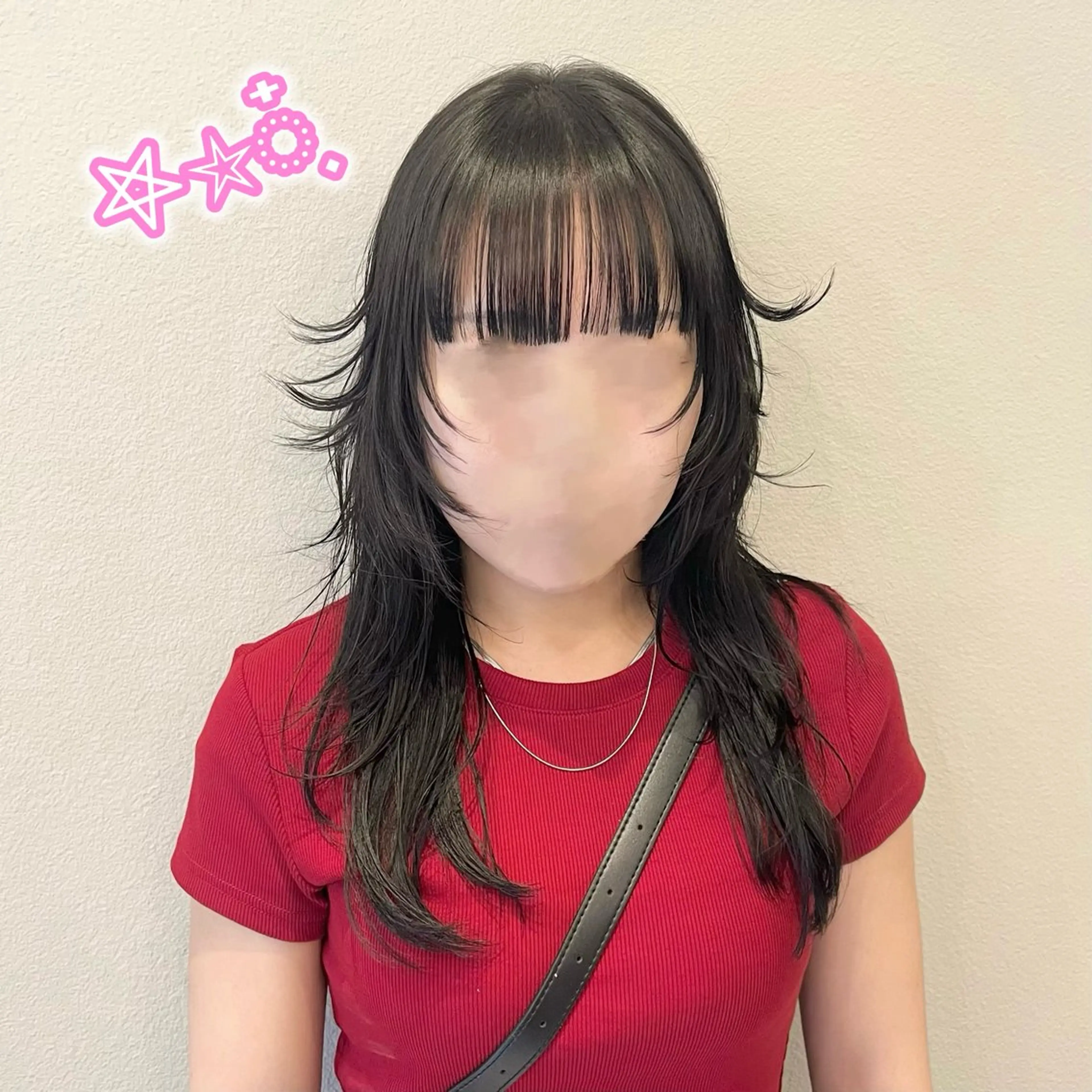 ロング ロング ウルフカット カット ヘアセット/ピンク /レッド/あつはのヘアスタイル