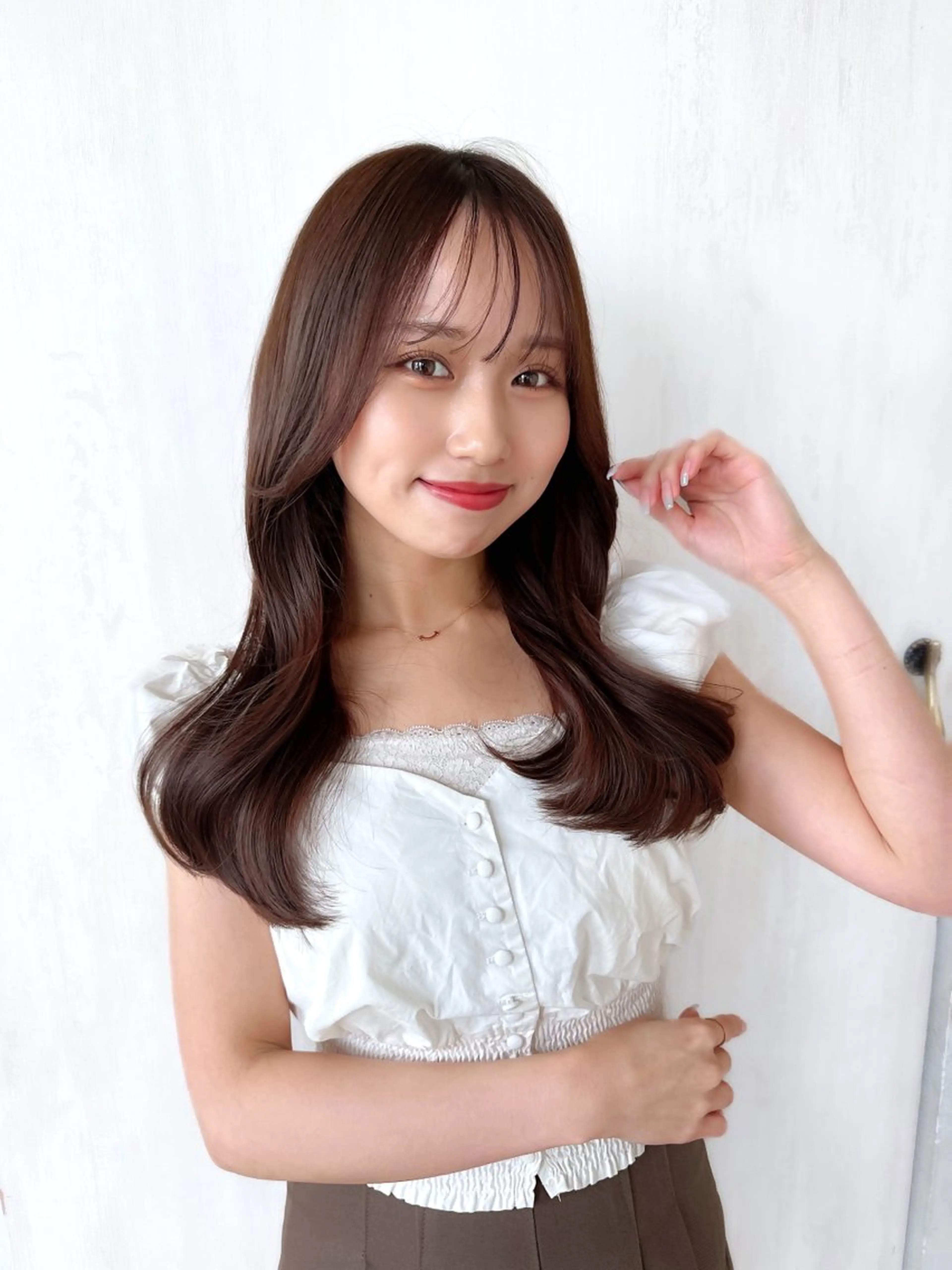 ロング カラー ベージュカラー ブラウンカラー ブラウンベージュ くびれヘア 顔周りカット カット ヘアカラー トリートメント 顔周り/くびれヘア 韓国ヘア💕風間るなのヘアスタイル