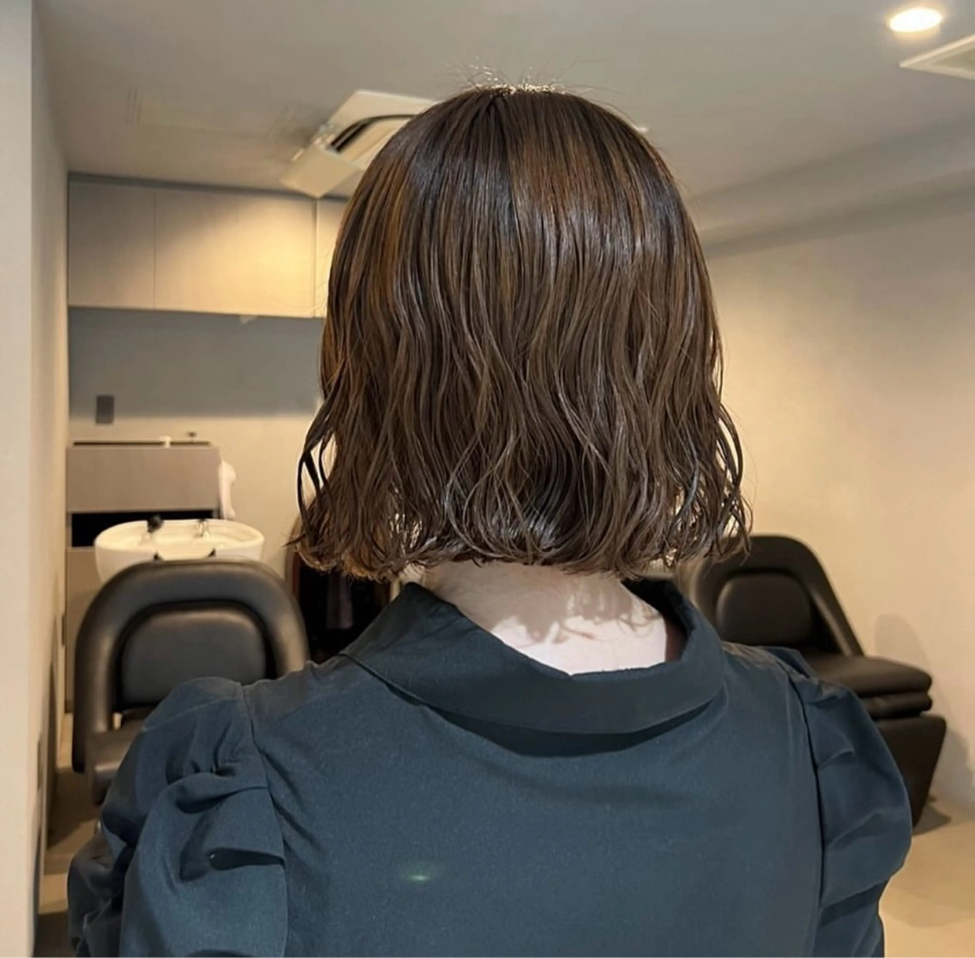 ミディアム カラー パーマ カット ヘアカラー パーマ 【arc】akane オリーブ/ベージュのヘアスタイル