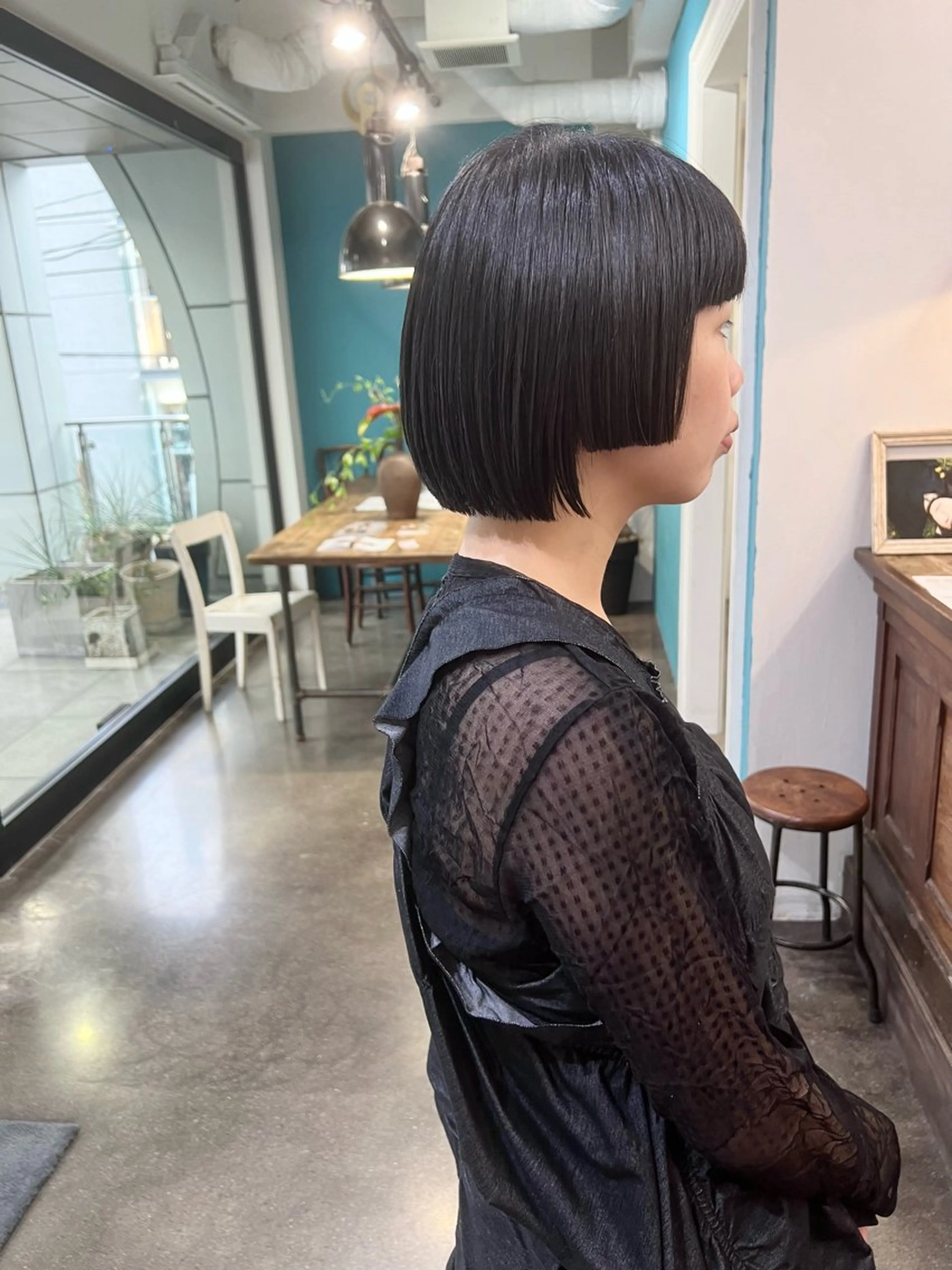 ショート 切りっぱなしボブ ボブ カット 縮毛矯正 千葉 郁也のヘアスタイル