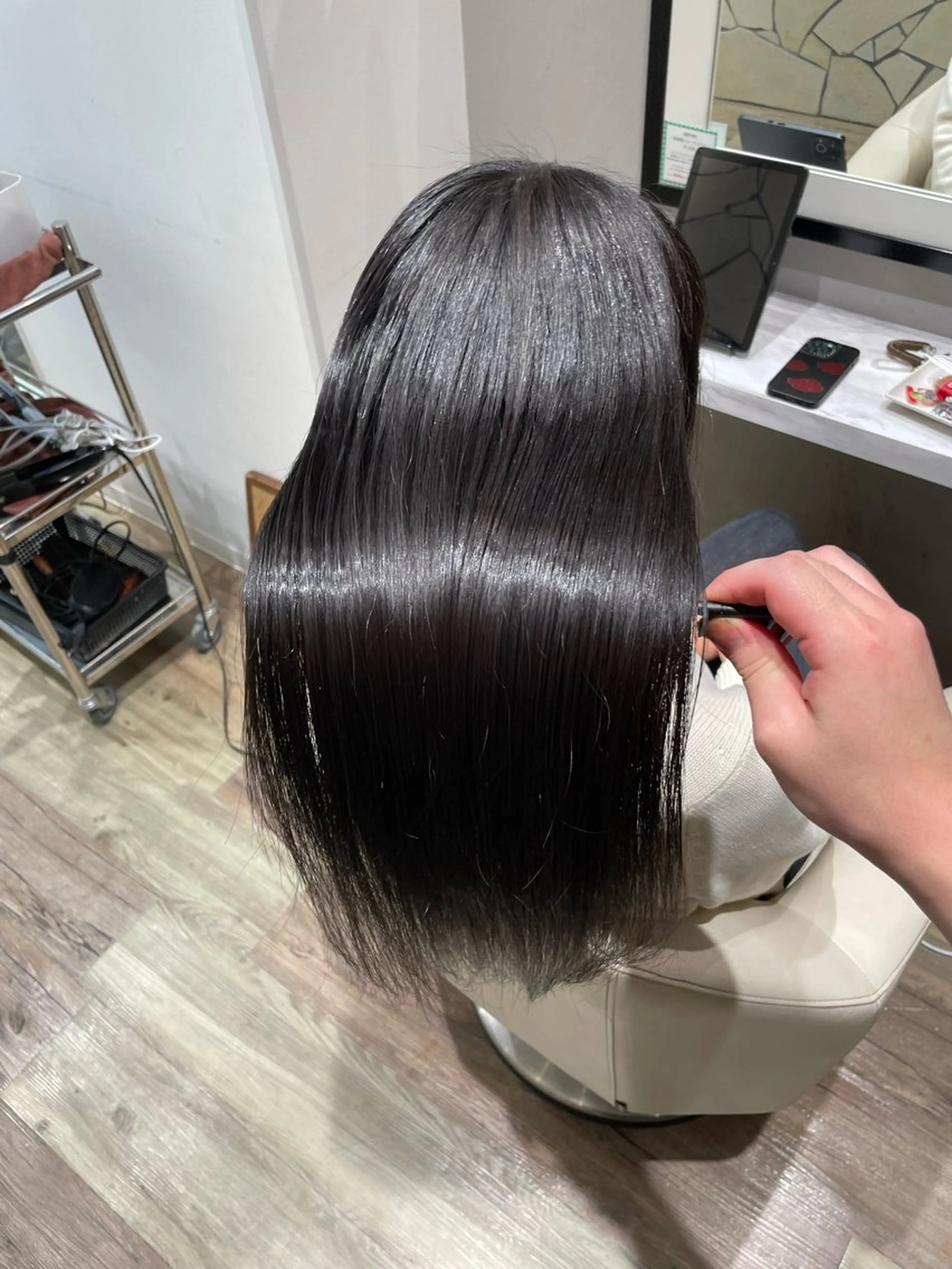 ロング パーマ 縮毛矯正 トリートメント k-two✨たき艶感 カラー／美髪矯正のヘアスタイル