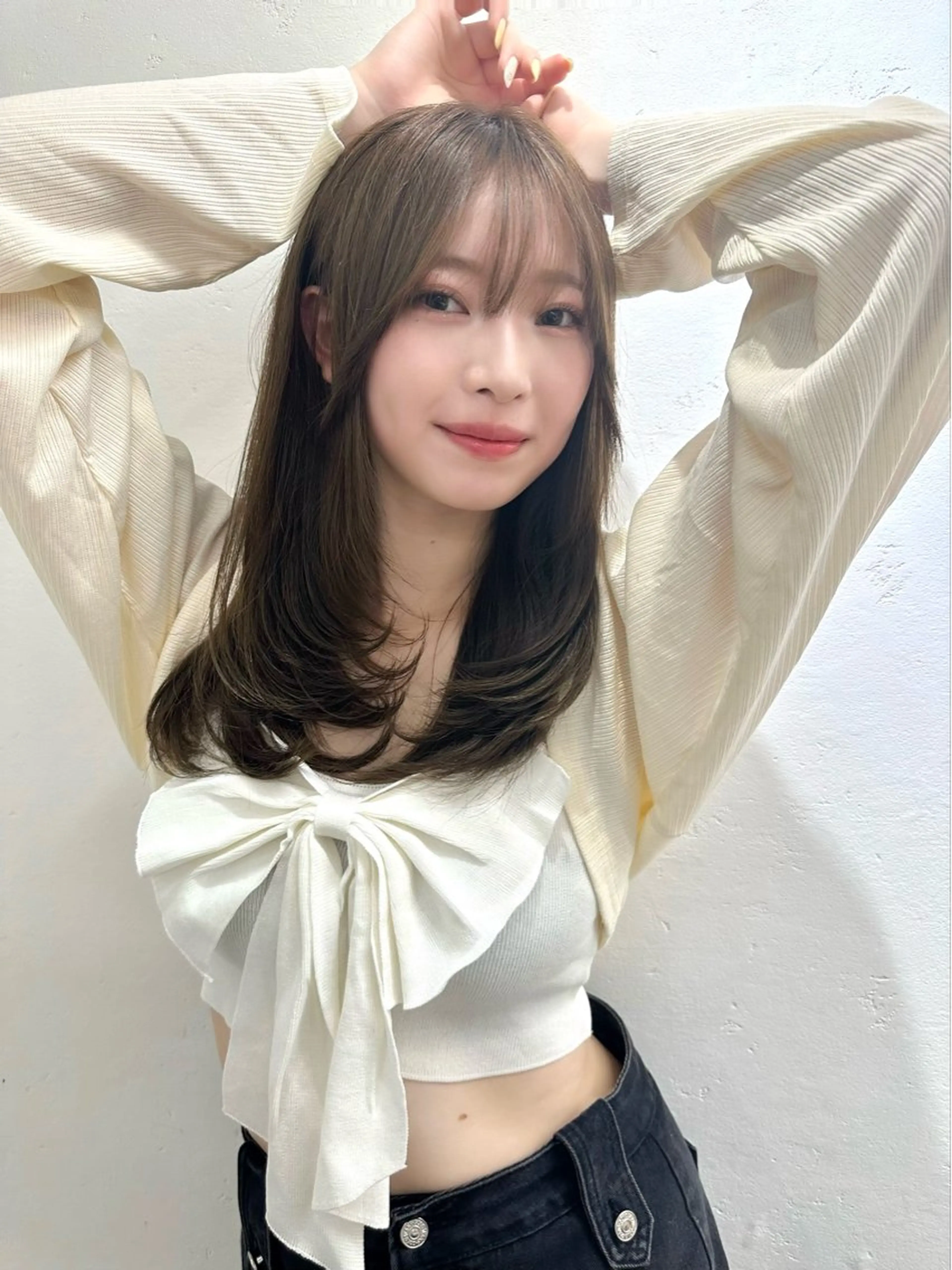 セミロング カラー カット ヘアカラー トリートメント レイヤー 顔周り グレージュ/添田晃基のヘアスタイル