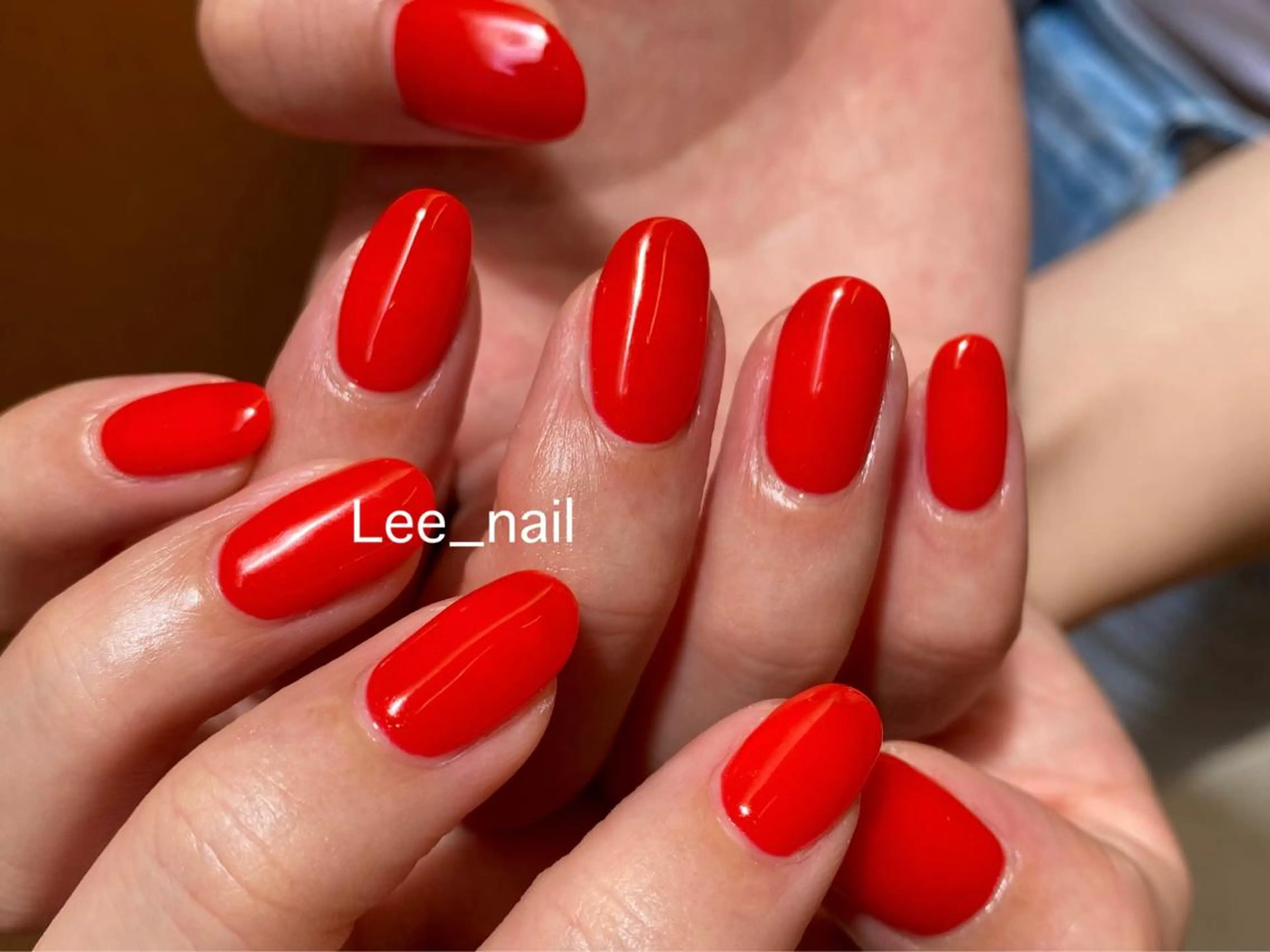 ネイル ワンカラーネイル 赤色 Lee_ nailのネイルデザイン