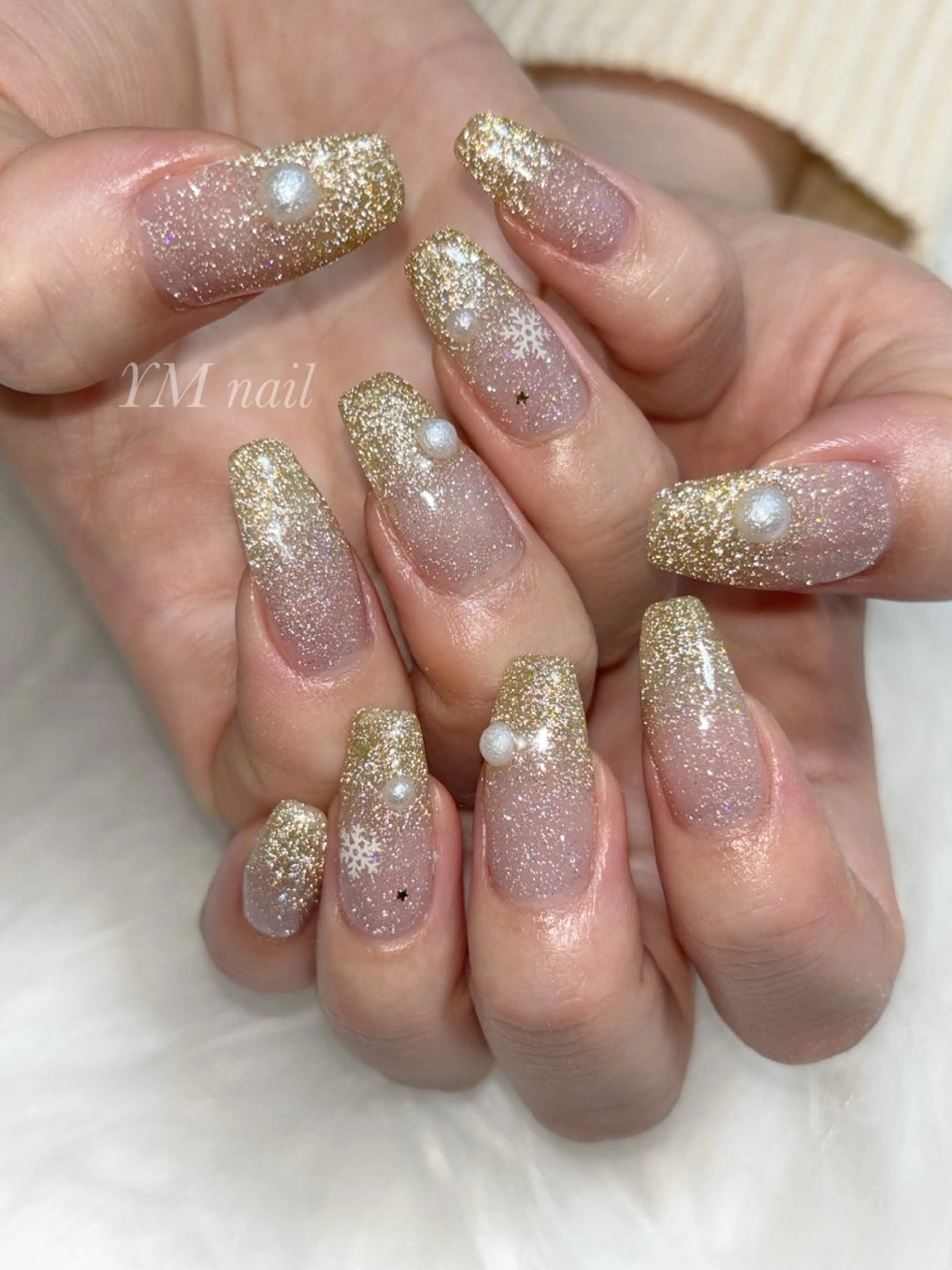 ネイル フラッシュネイル ジェルネイル キラキラネイル 冬ネイル ハンドネイル YM nailのネイルデザイン
