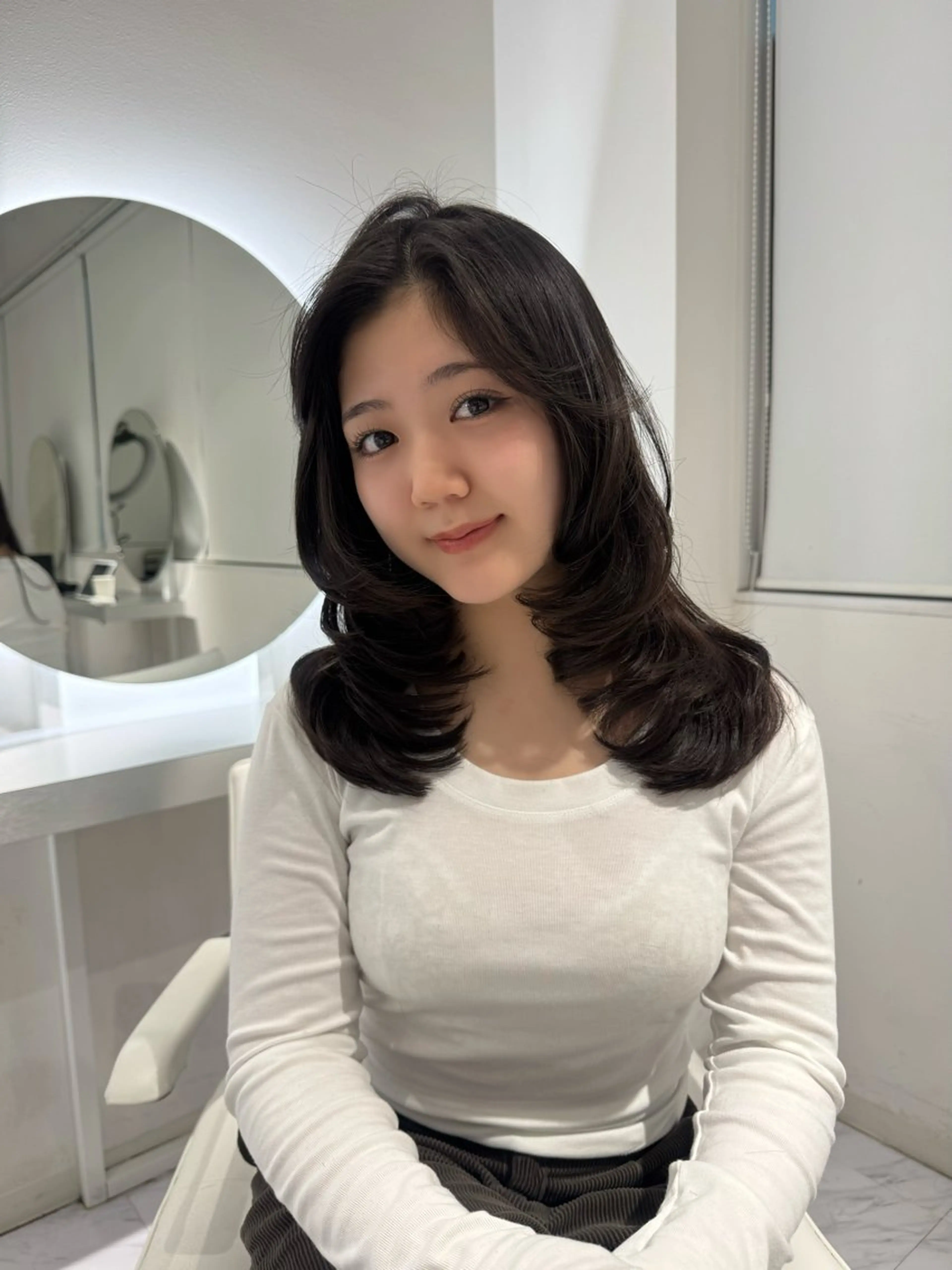 ロング かきあげバング rina/無料レイヤ ーカット/上野🌱のヘアスタイル