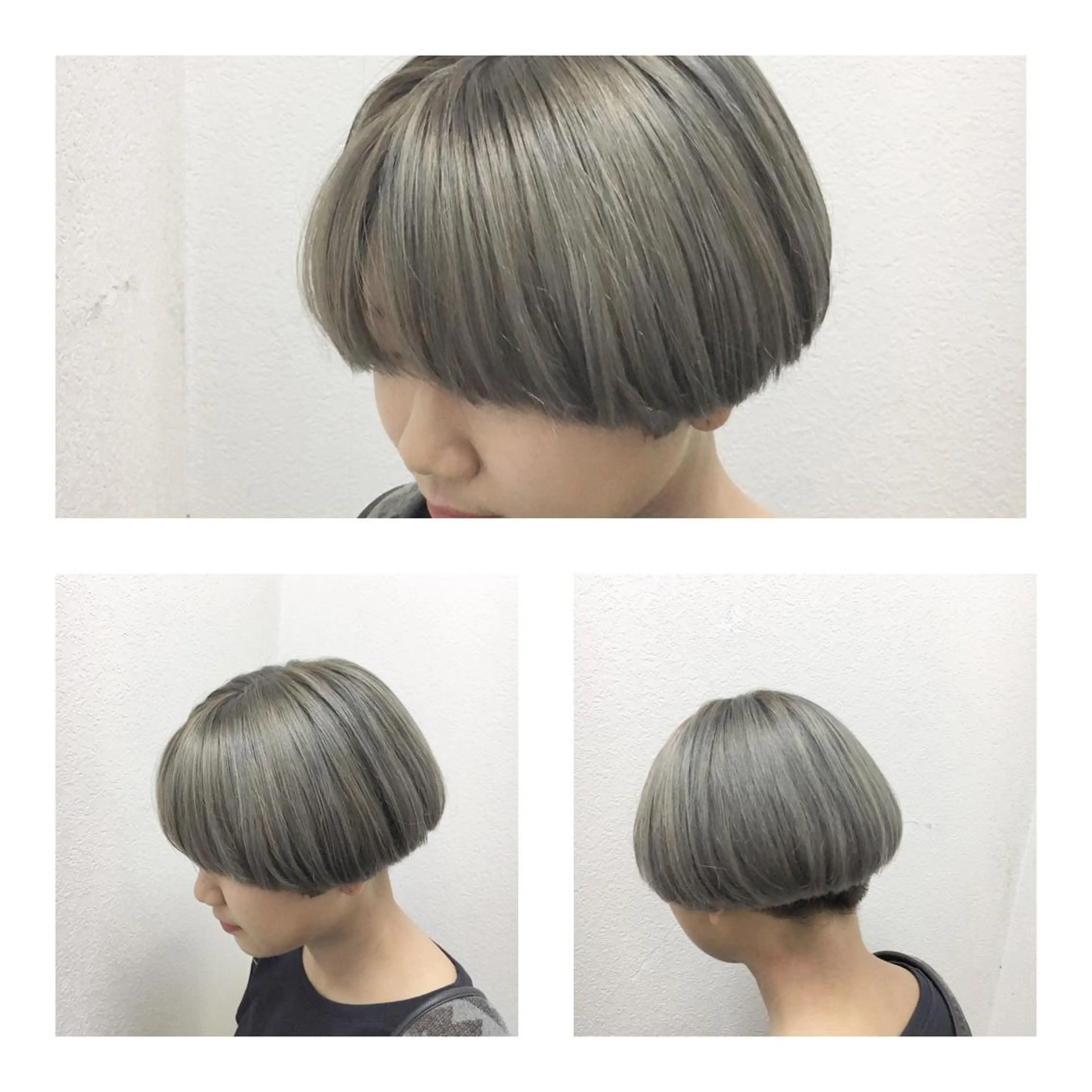 ショート カラー アディクシーカラー ブリーチ ハイライトカラー シルバー ハイライト JIL BLAN 京都のヘアスタイル