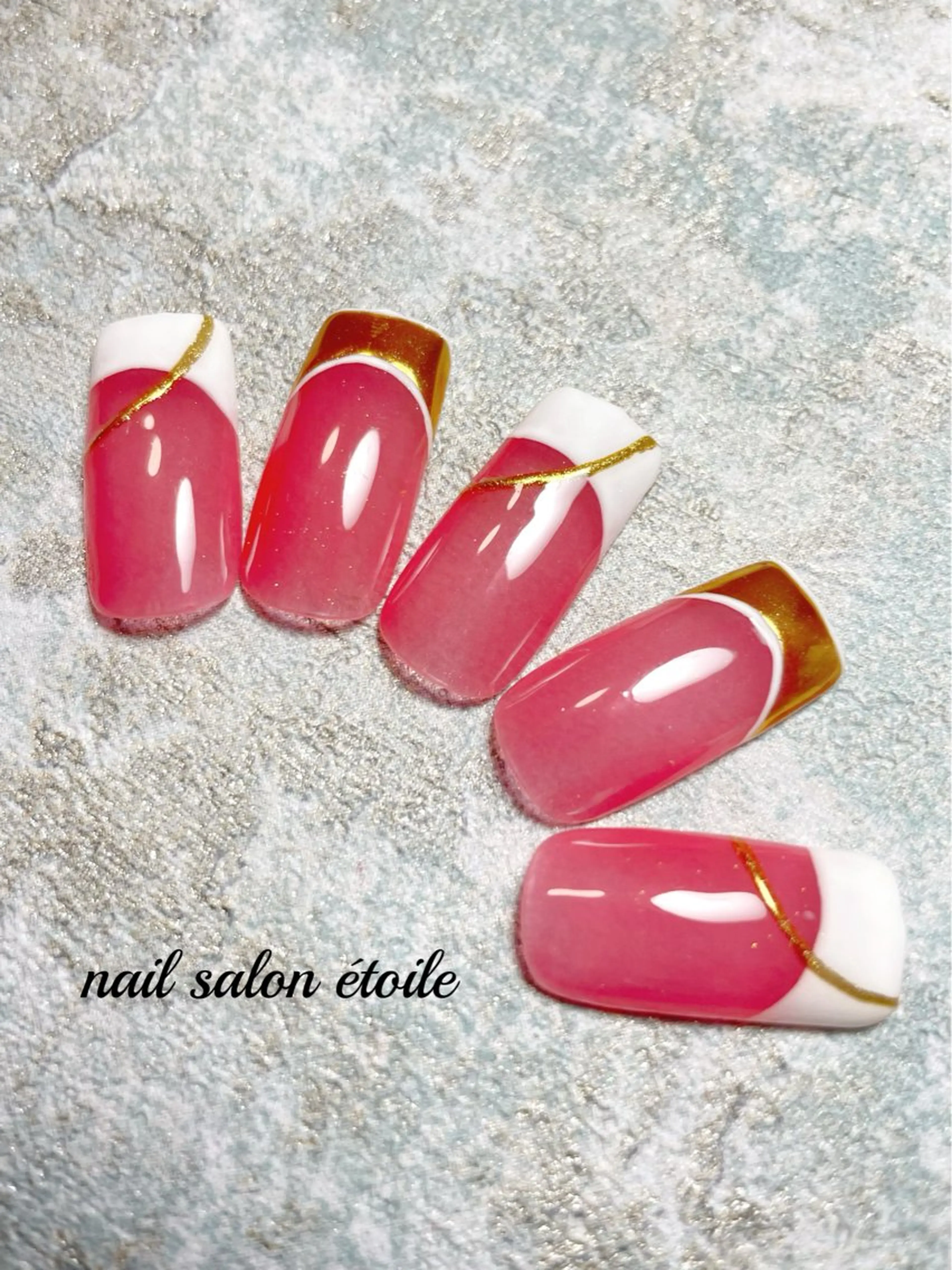 ネイル フレンチネイル ゴールド ミラーネイル ピンク シンプルネイル ハンドネイル nail salon étoileのネイルデザイン