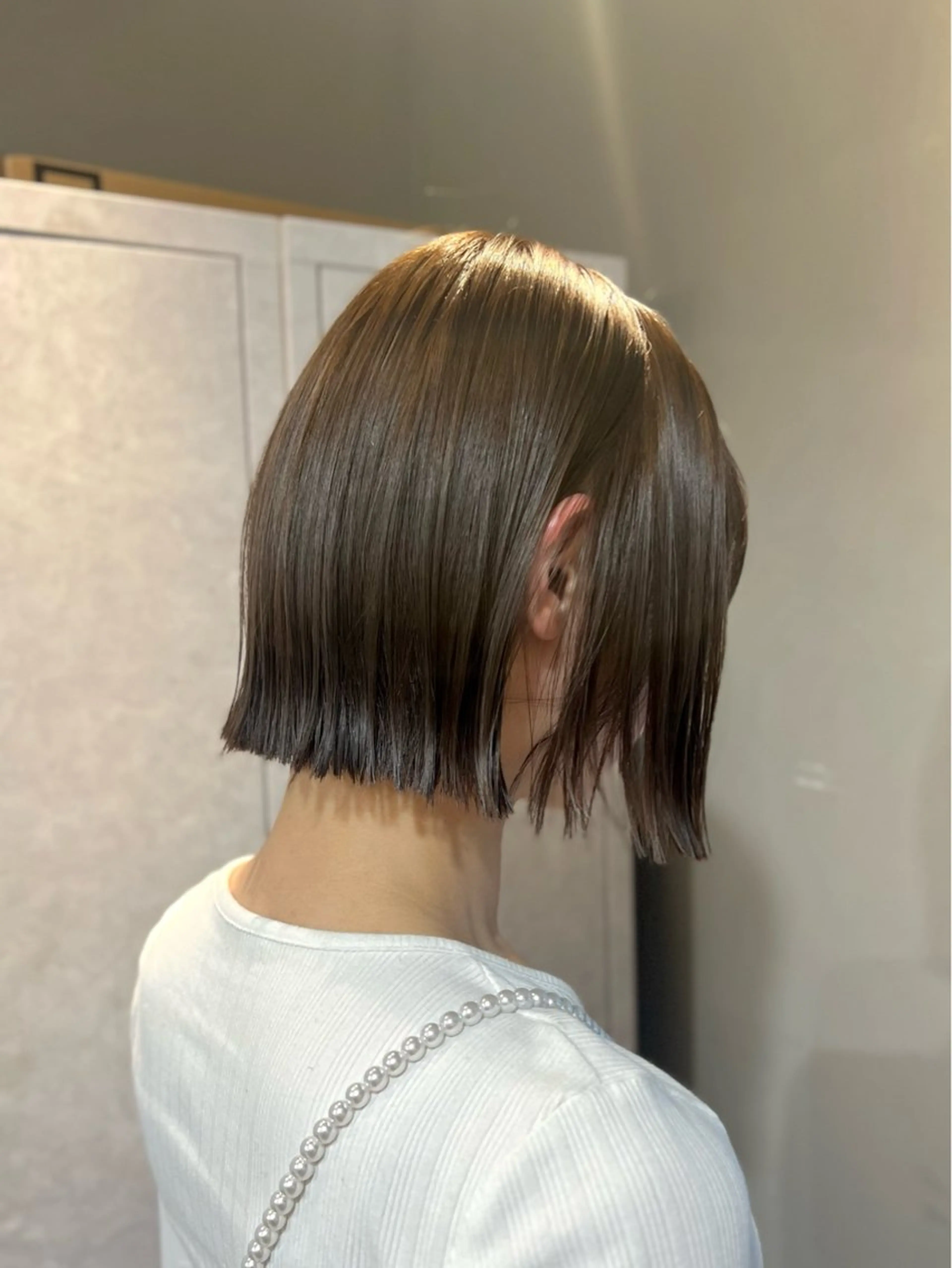 ショート カラー 切りっぱなしボブ ボブ カット ヘアカラー トリートメント 神戸ボブ✂️ ioe三宮/田 伸佳のヘアスタイル