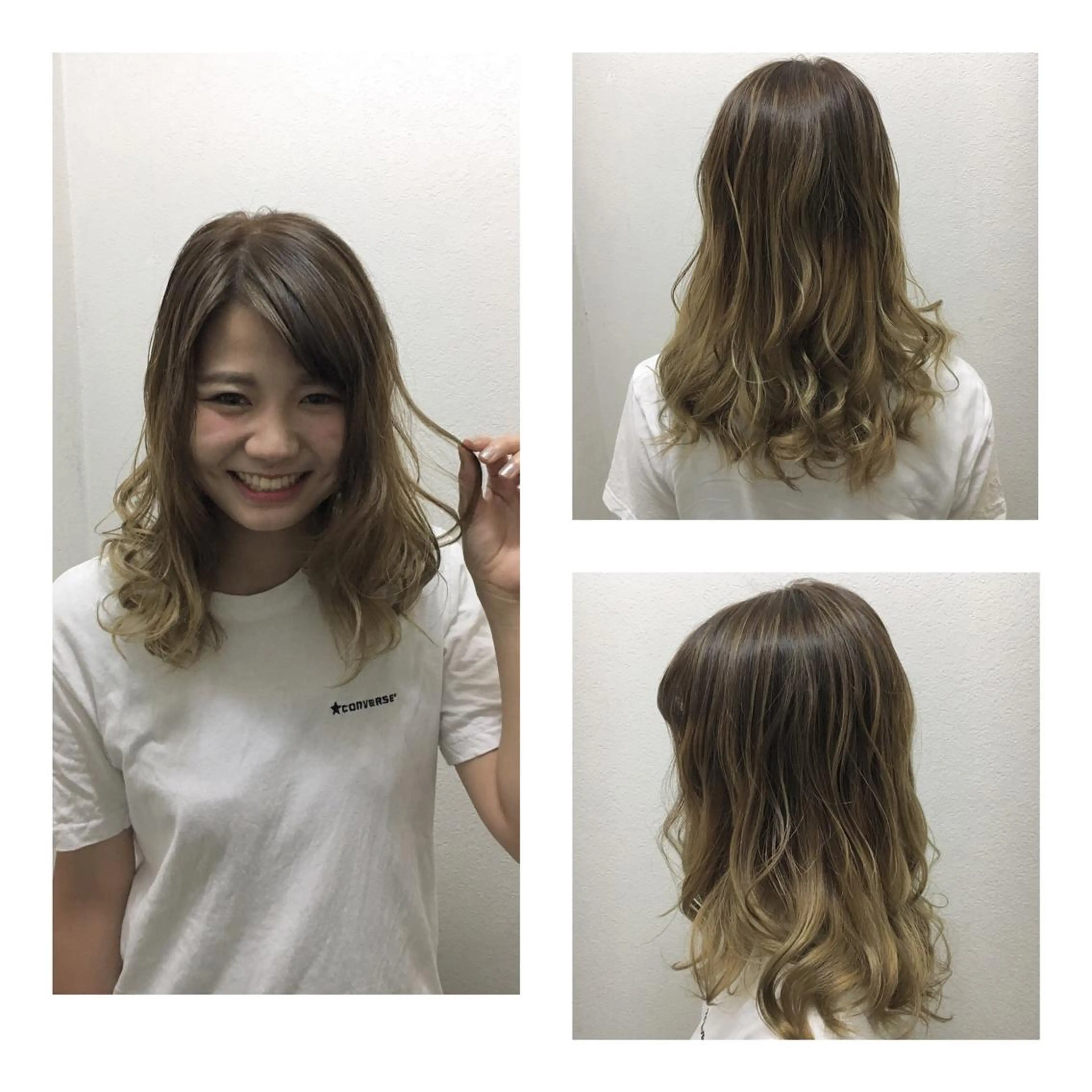 ミディアム カラー ブリーチ ハイライトカラー ハイライト JIL BLAN 京都のヘアスタイル