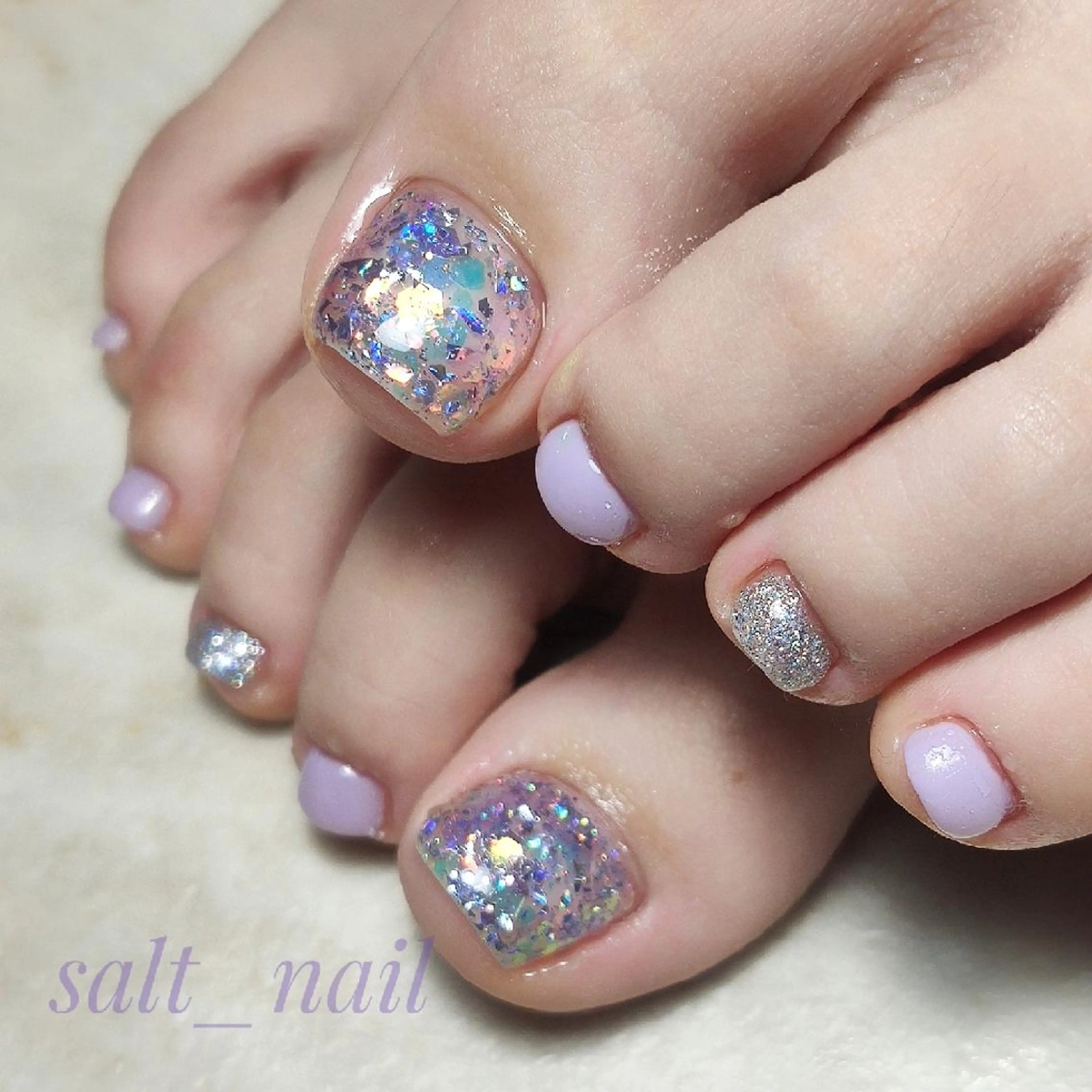 ネイル ラメ(グリッター) フットネイル 個人サロン saltnailのネイルデザイン