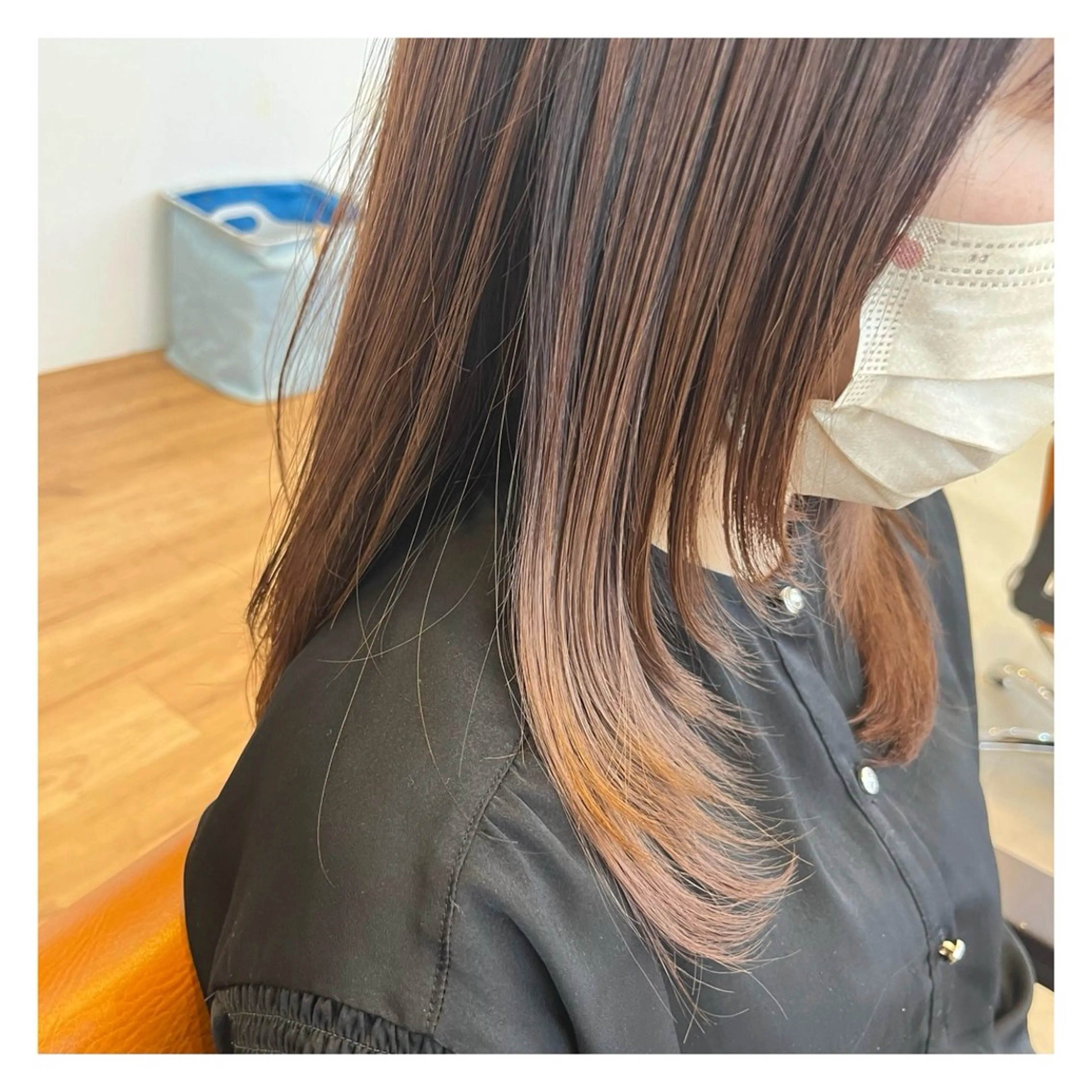 ロング 顔周りカット レイヤーカット agu hair north所属・北上 春華のヘアスタイル