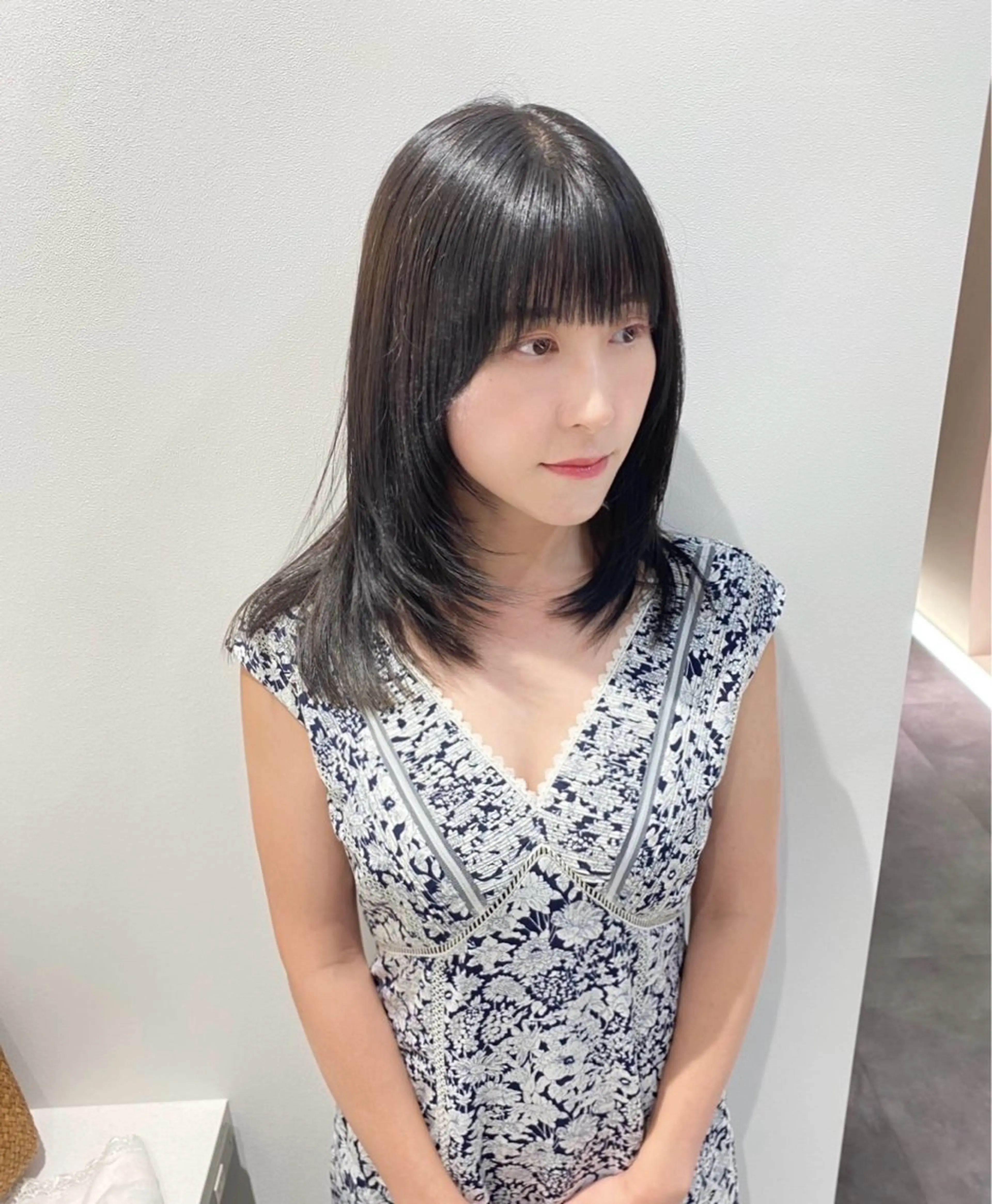 ミディアム カラー カット ヘアカラー トリートメント 髪質改善水素TR× レイヤーカット/熊澤のヘアスタイル