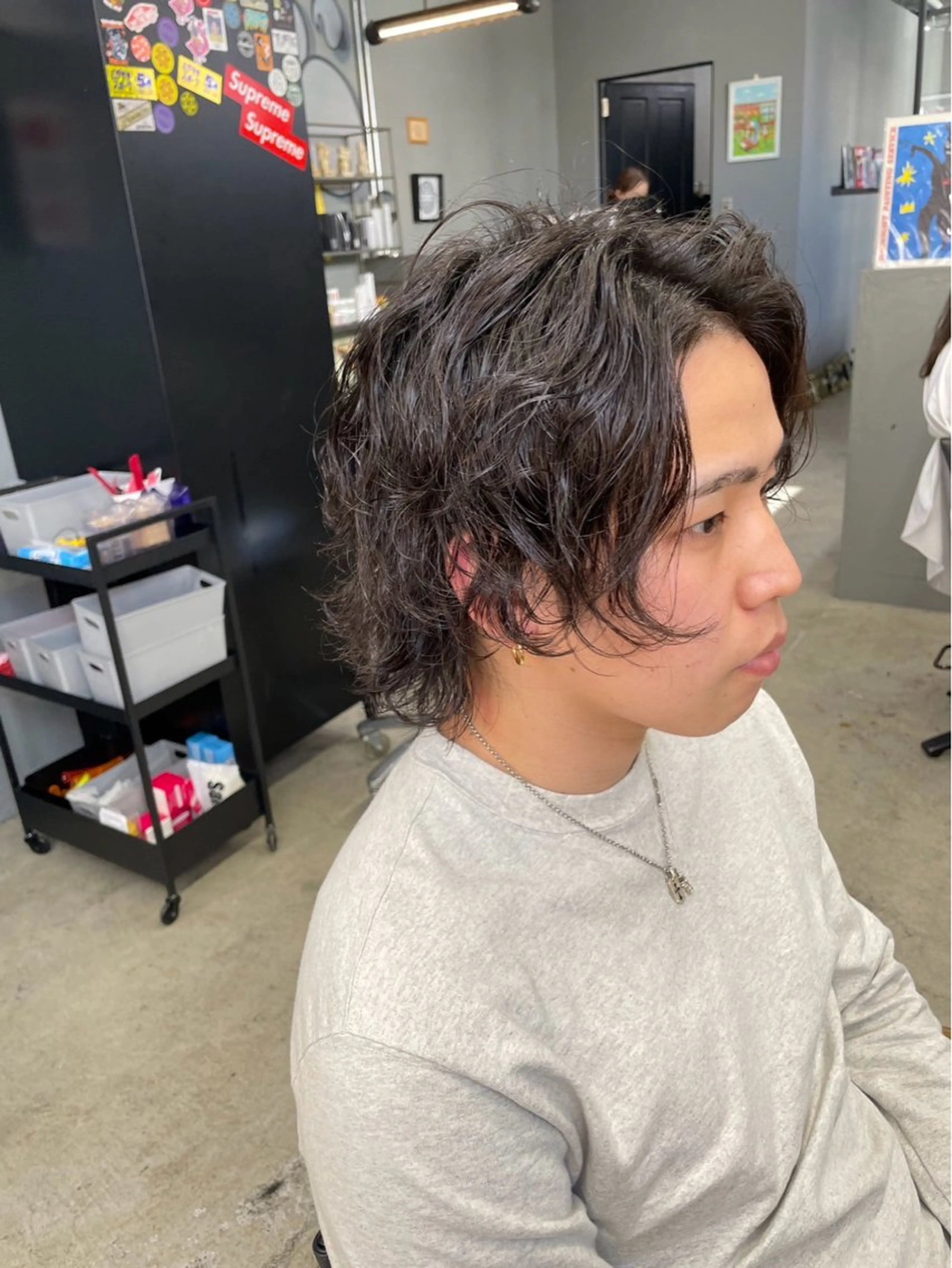 ミディアム パーマ メンズ カット パーマ メンズ専門サロン wokeのヘアスタイル