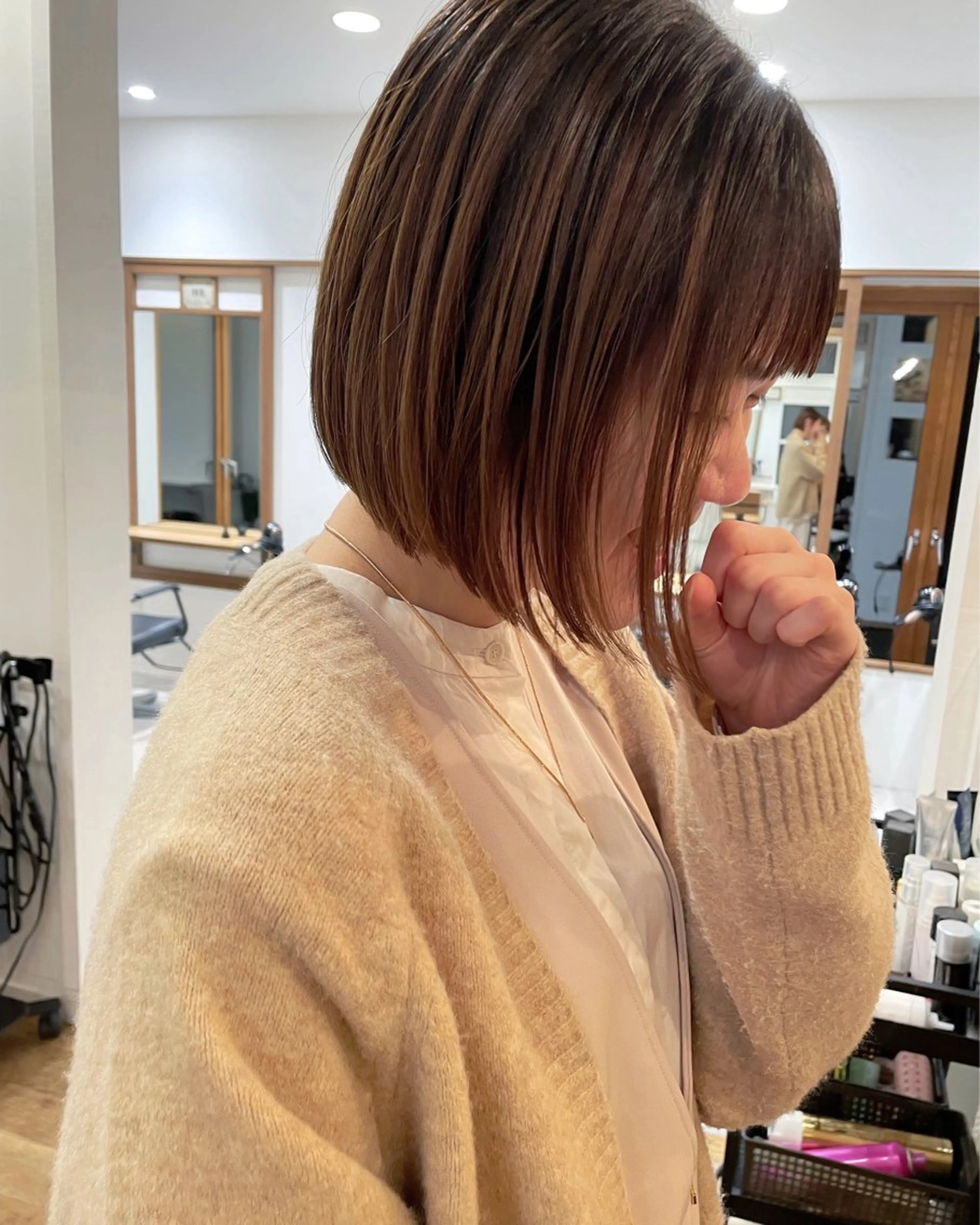 ミディアム カラー 切りっぱなしボブ ボブ 似合わせカット カット 髪質改善ストレート✨ パーマヘア✨YUKIのヘアスタイル