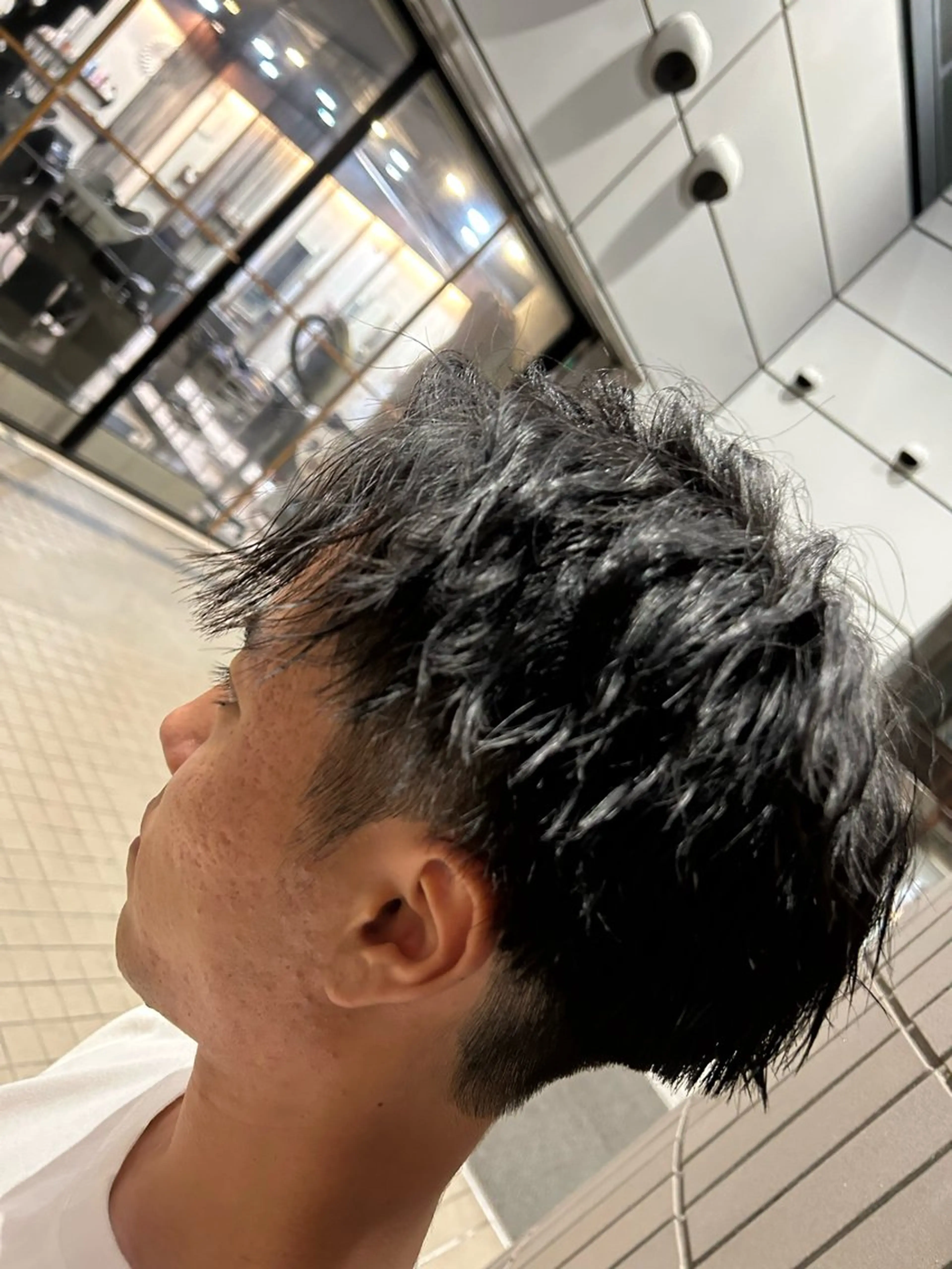 ミディアム パーマ メンズ 大阪/梅田/シャドウ パーマ/ノボリユウタのヘアスタイル