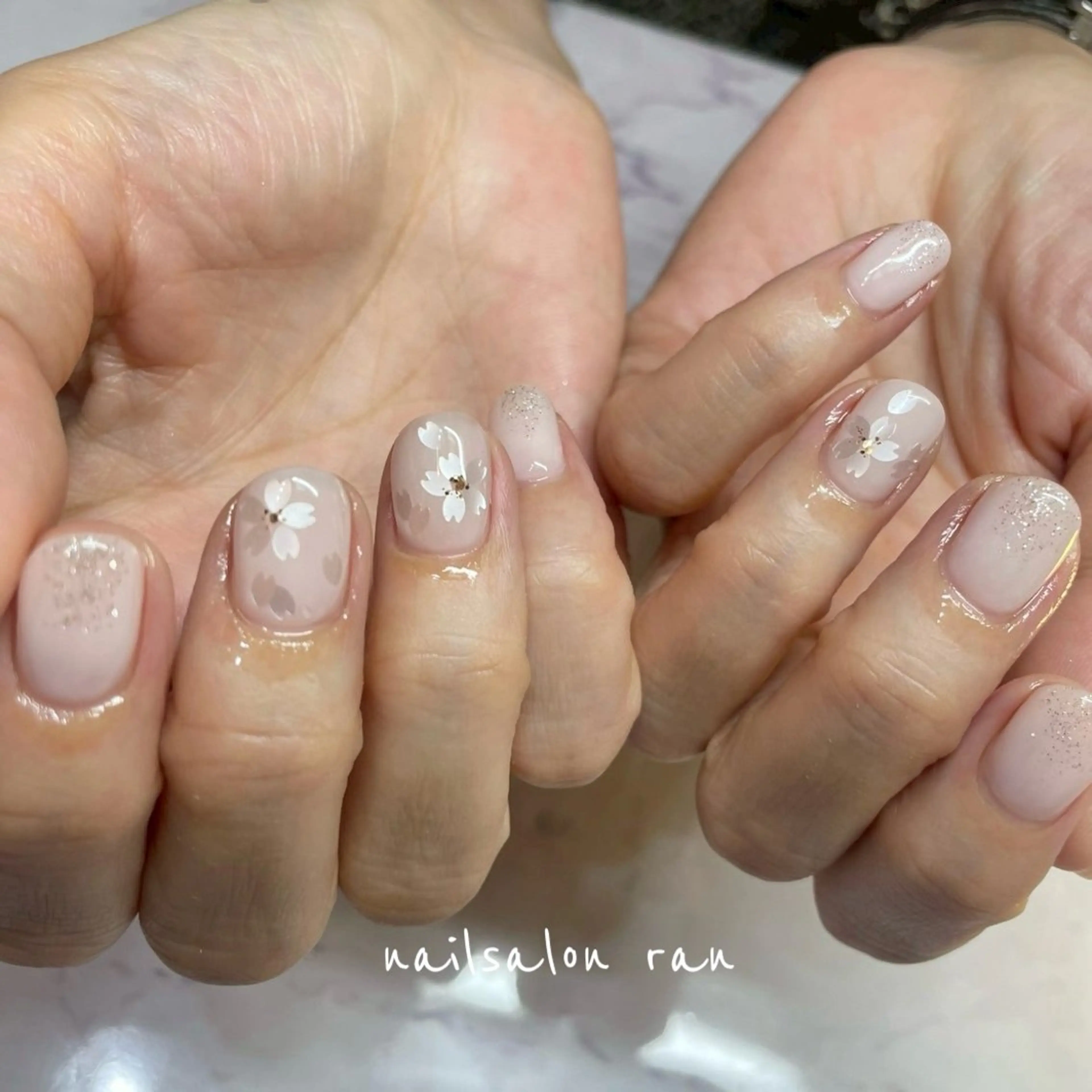 ネイル 桜ネイル ハンドネイル ハンドケア nailsalon ranのネイルデザイン