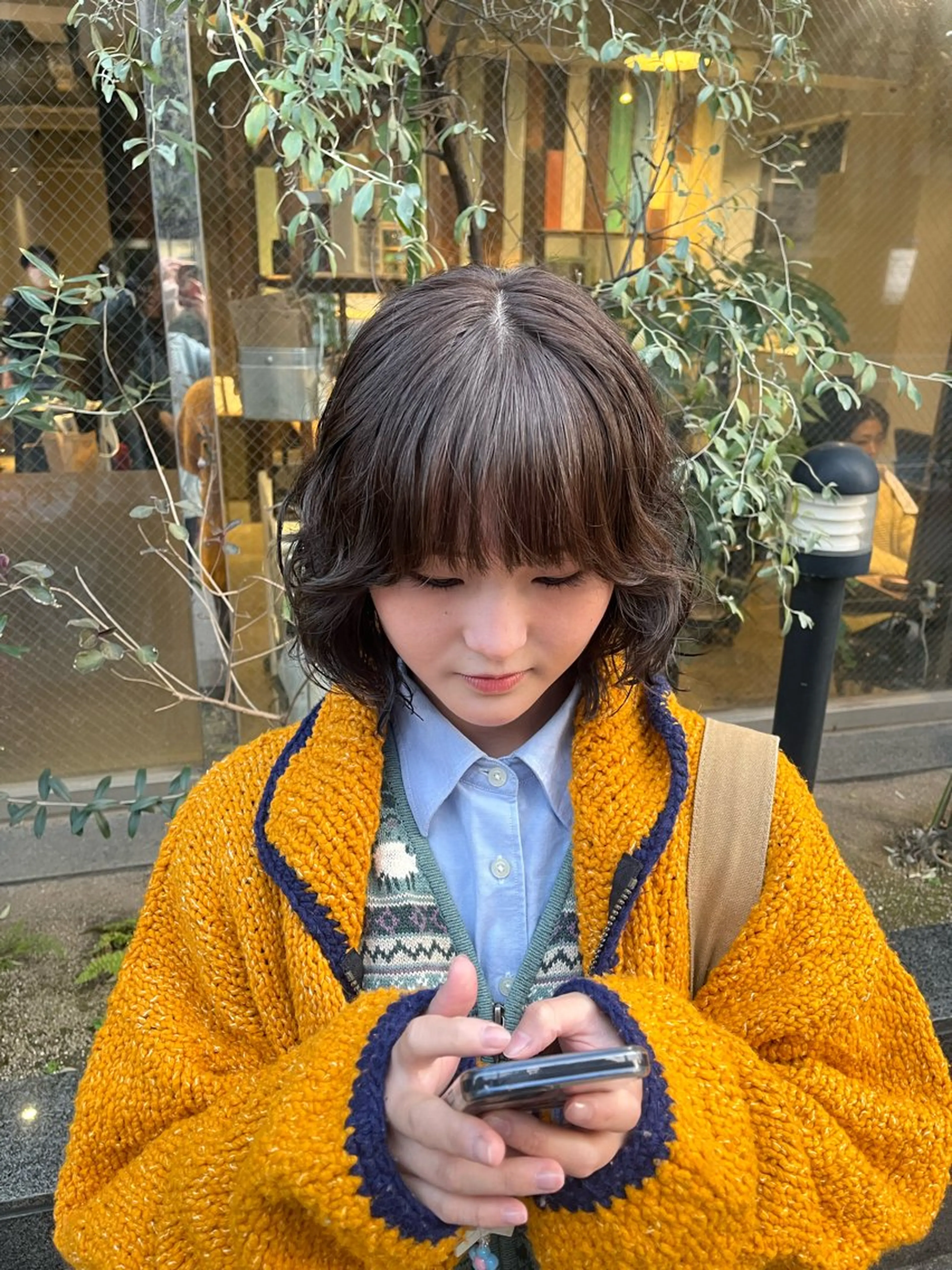 ショート カラー パーマ ボブ カット ヘアカラー パーマ えんぐちとも／透明感 カラー／博多ボブのヘアスタイル