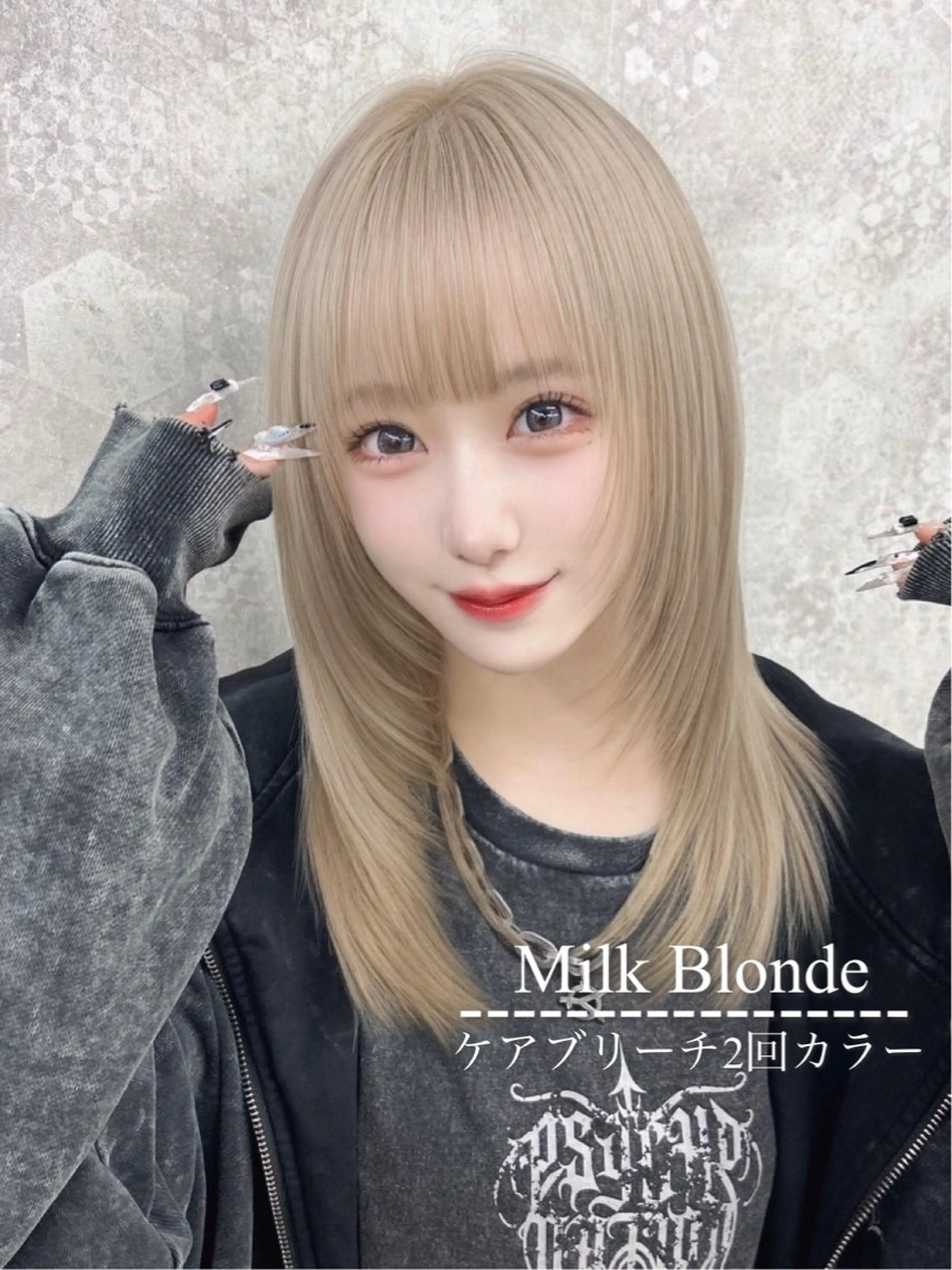 🩰ミニモ学割🩰1日2名限定💓ケアブリーチ&韓国風ダブルカラー＆内部補修トリートメント💍💍ピンク/ブロンドの写真