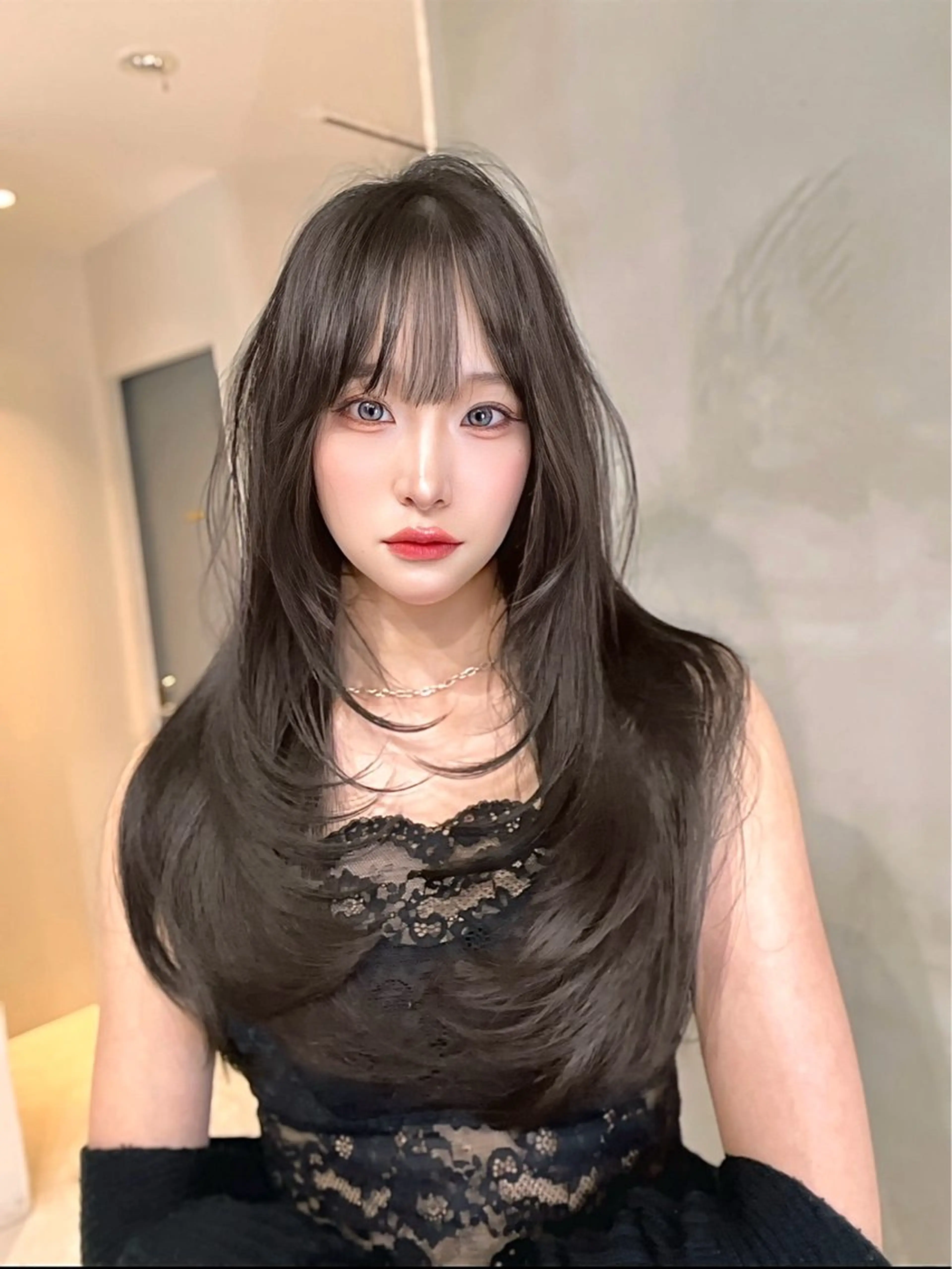 ロング カット ヘアカラー トリートメント 海野翔吾🇨🇳 ワンホンレイヤーのヘアスタイル