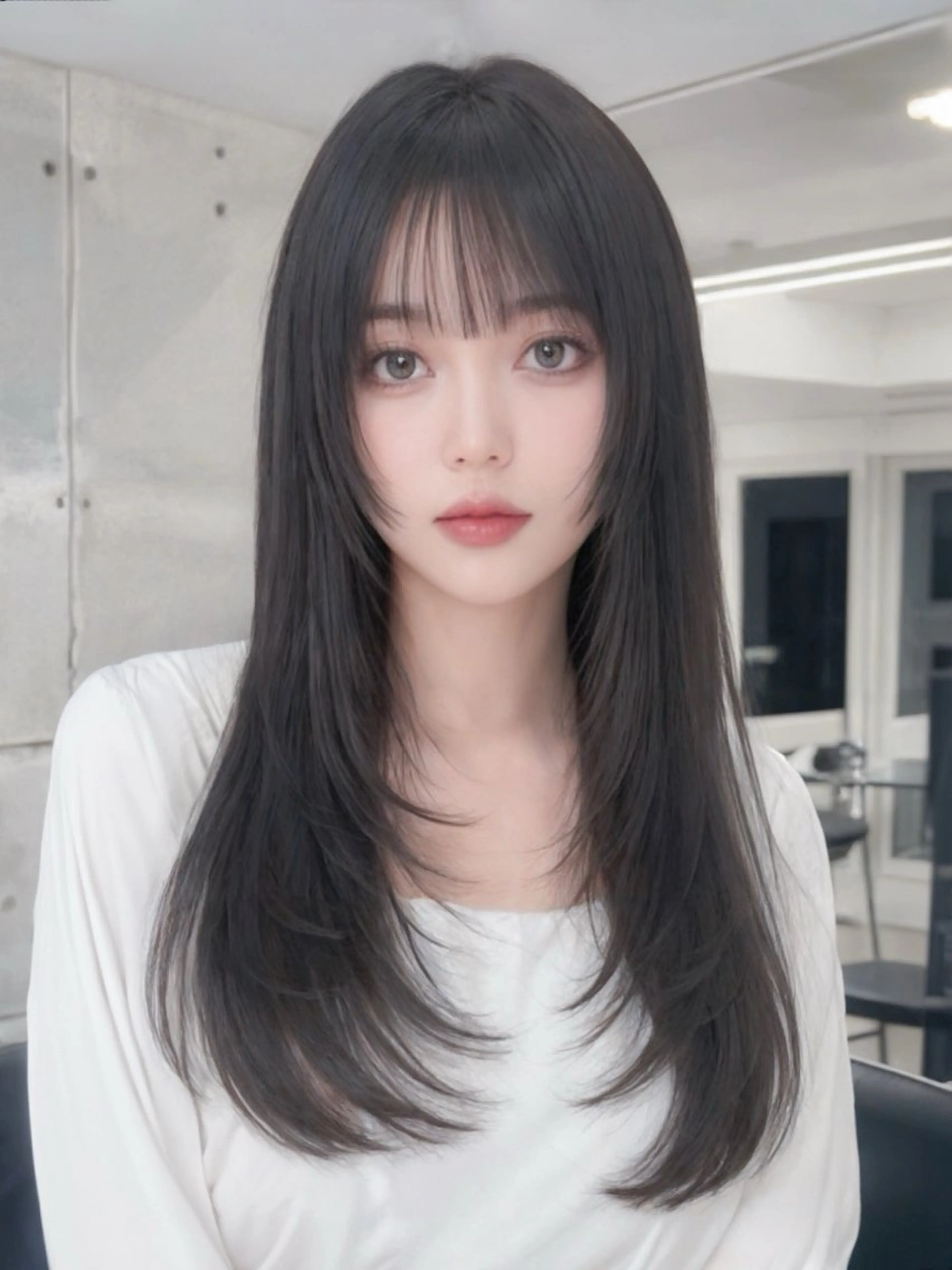 セミロング カット 縮毛矯正 トリートメント 梅田韓国レイヤー /星野綾哉のヘアスタイル
