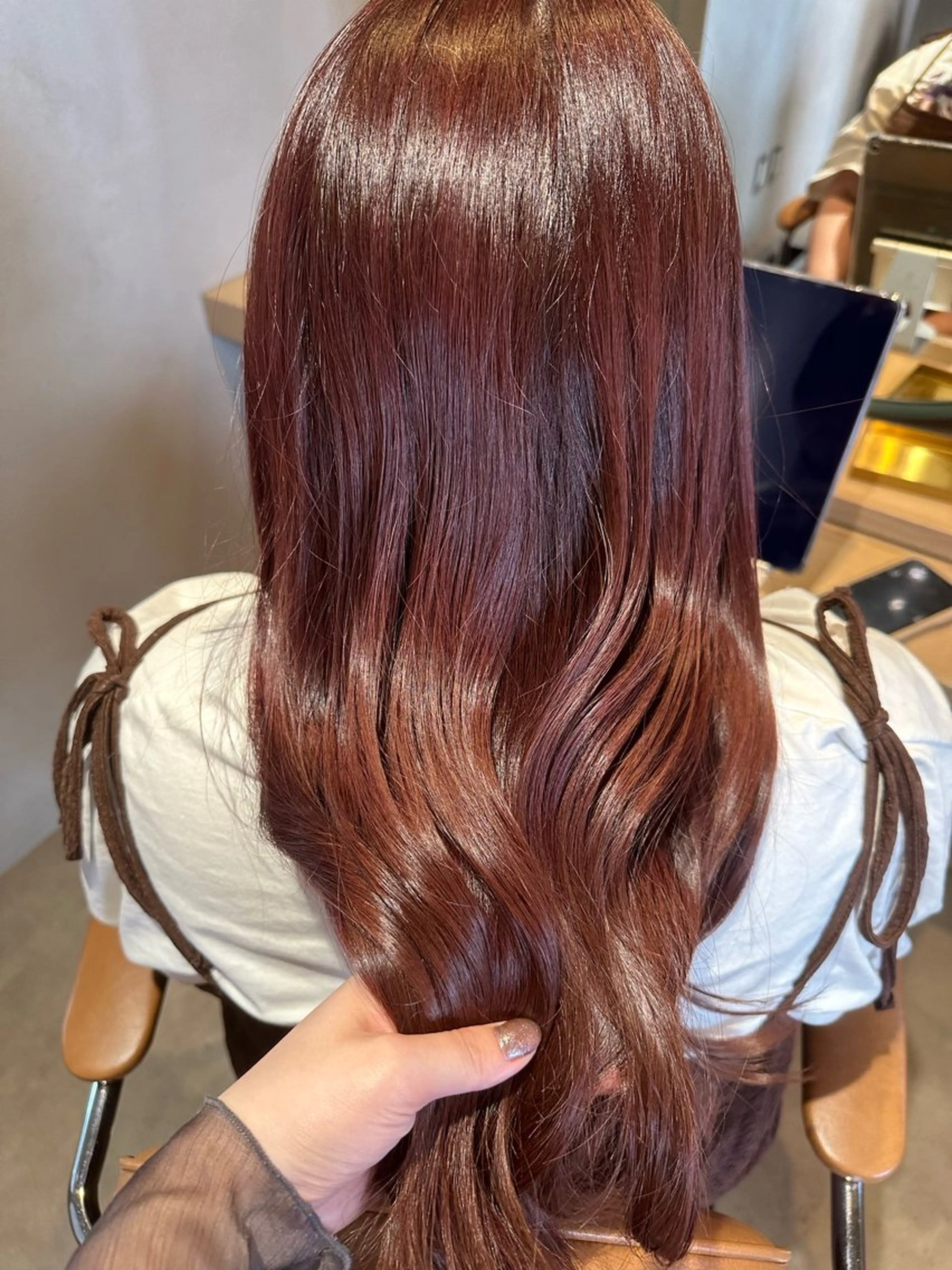 ロング カラー ブラウンカラー ピンクカラー ピンクブラウン 内田 成美のヘアスタイル