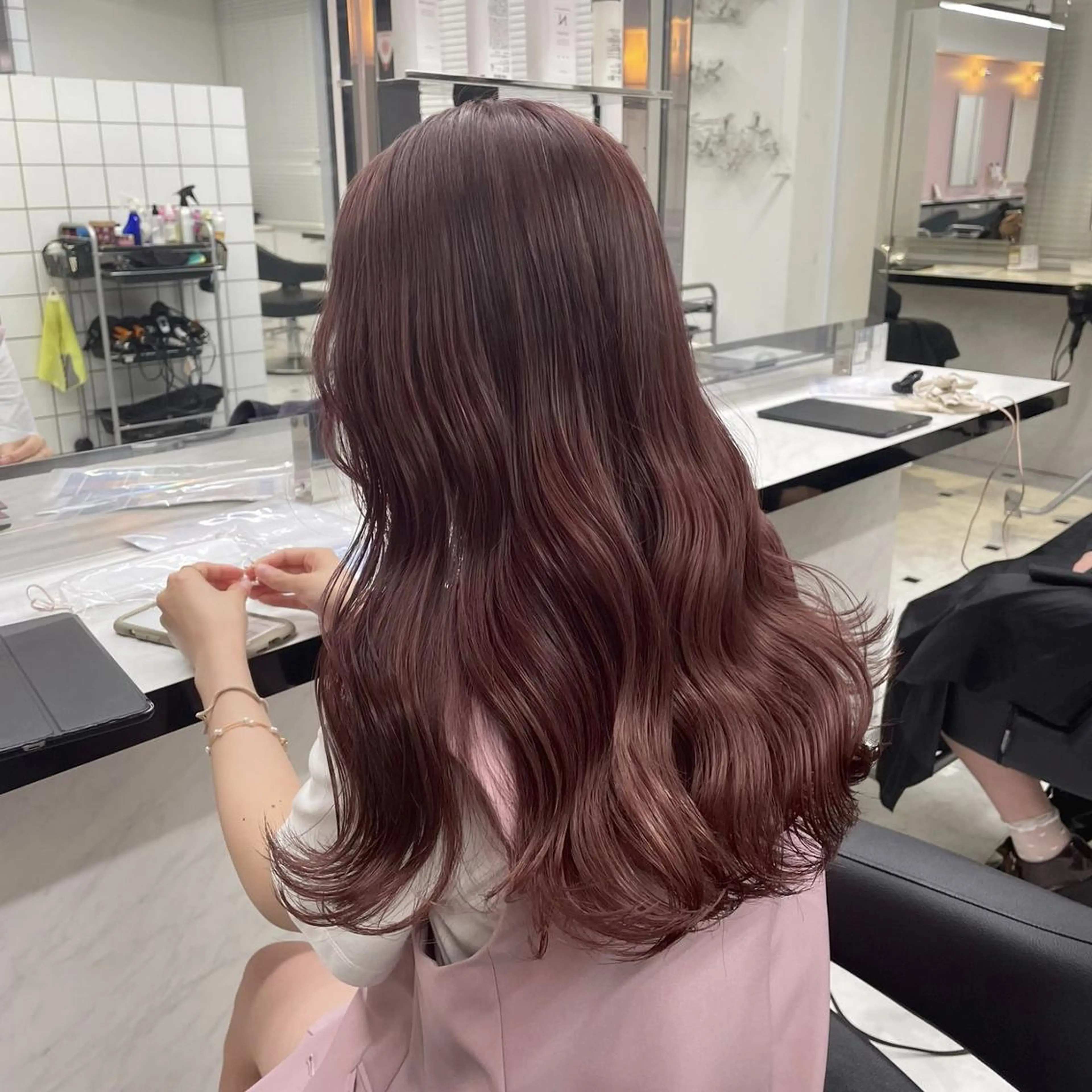 ロング カラー カット 盛れる暖色🎀ガーリ ーヘア🎀きっかのヘアスタイル