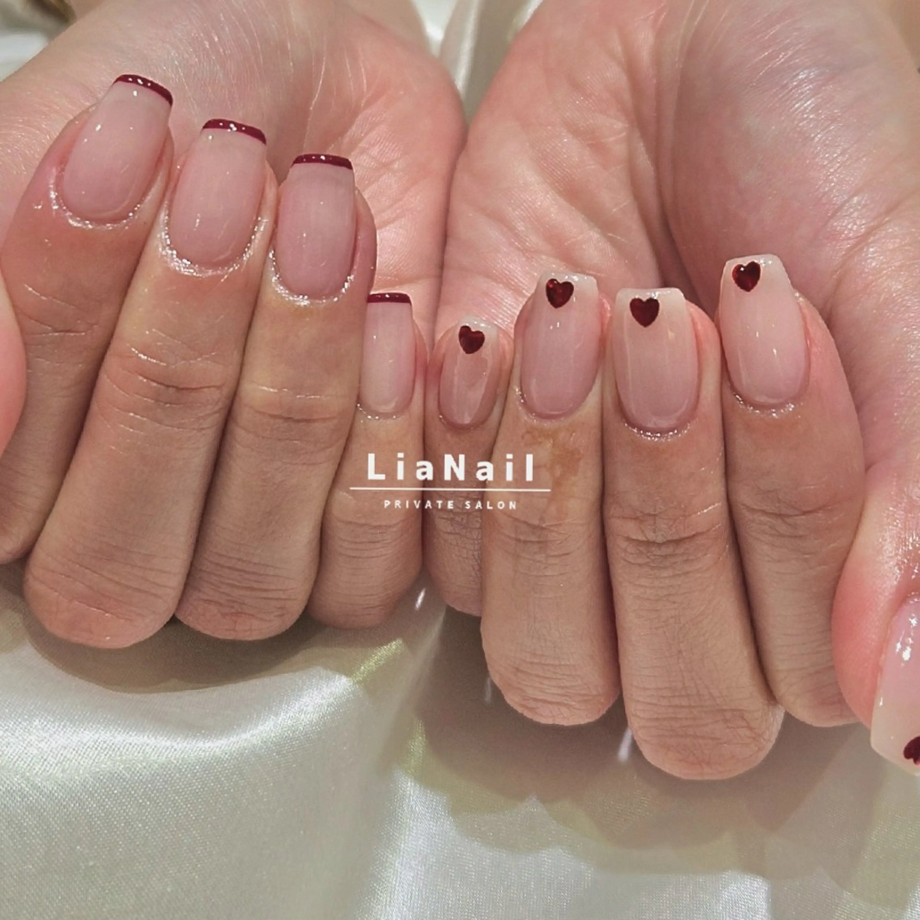 ネイル ハート ワンカラーネイル ハンドネイル Lia Nailのネイルデザイン