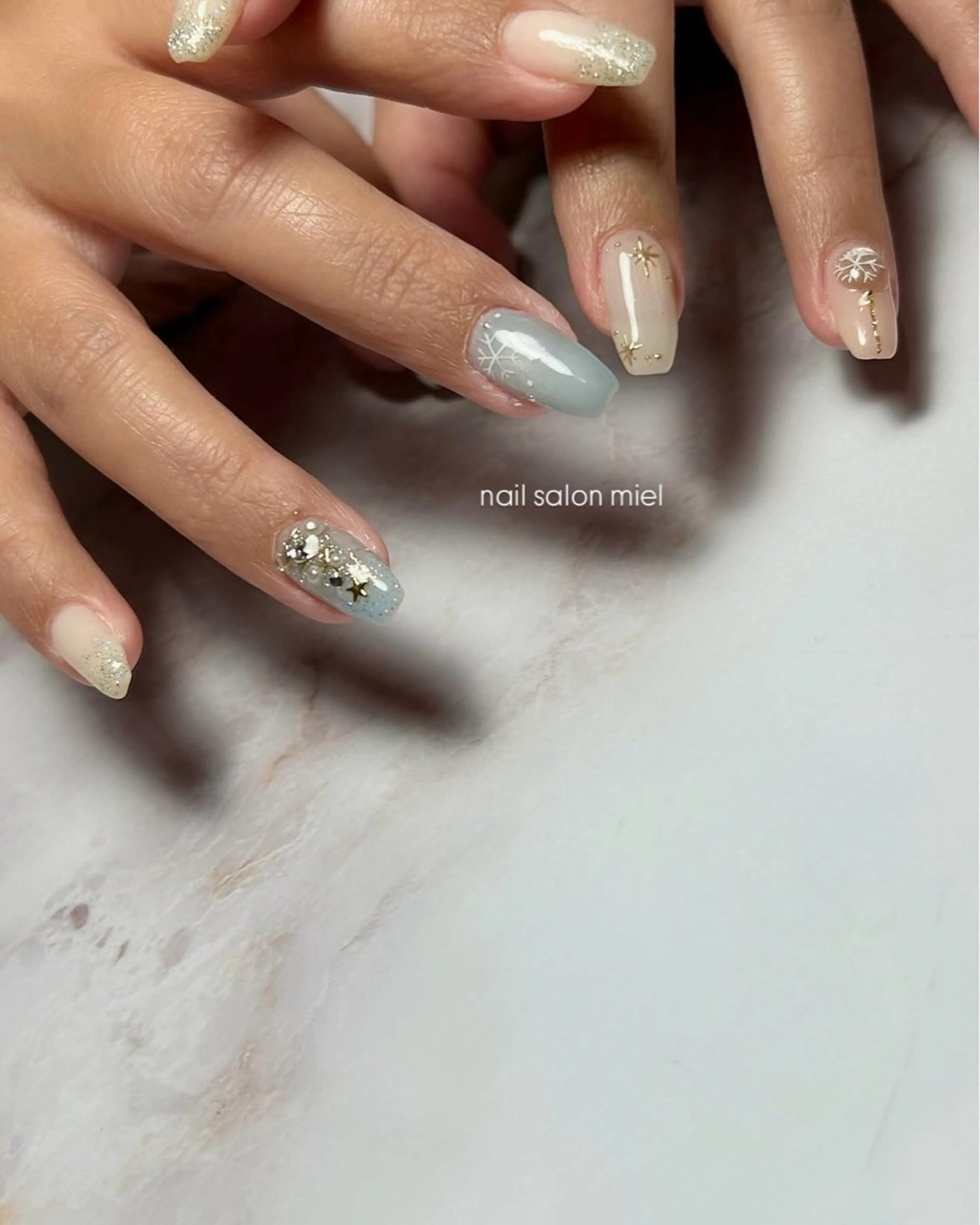 ネイル 冬ネイル クリスマス ハンドネイル nail salon mielのネイルデザイン