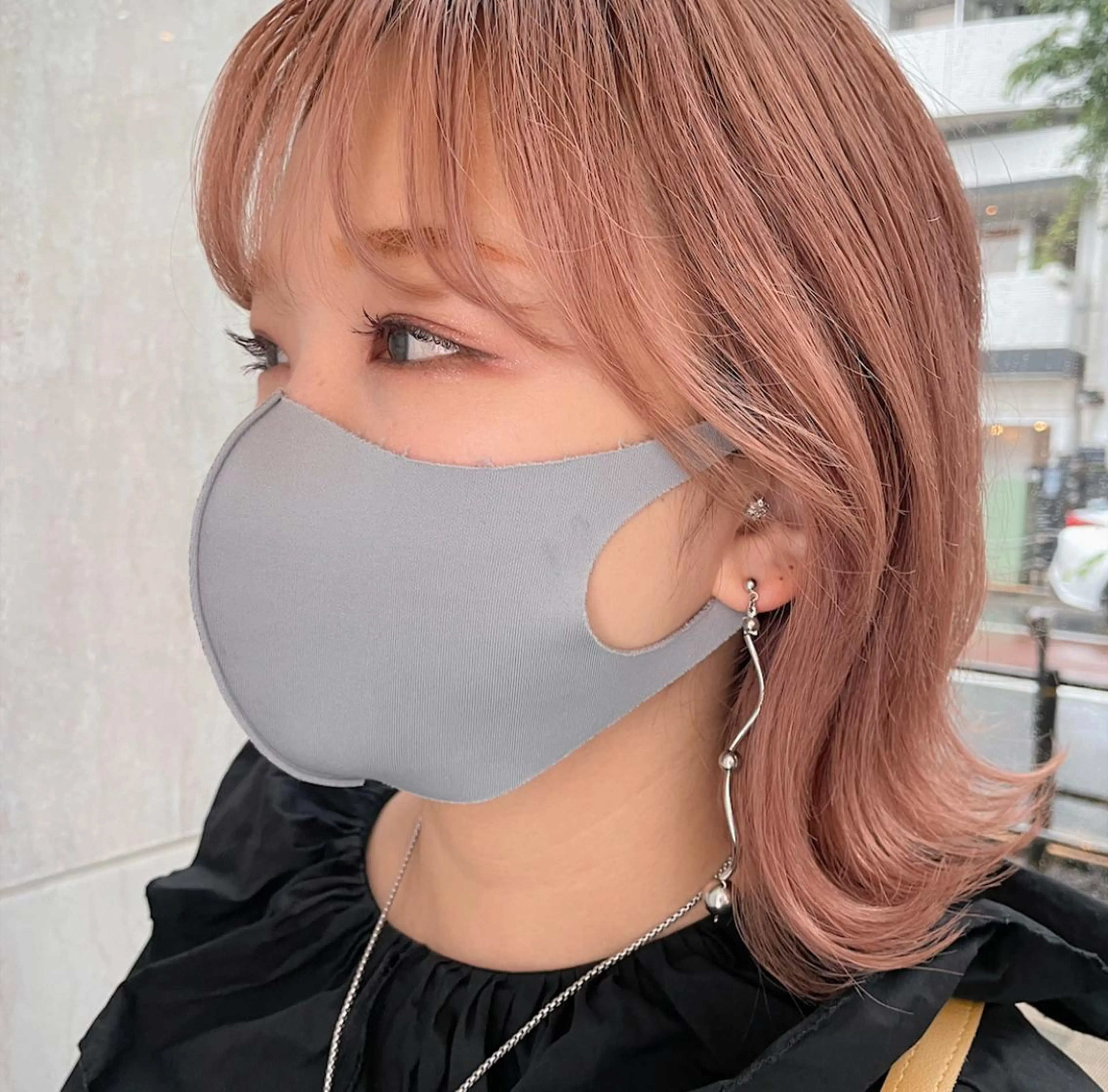 ミディアム カラー ブリーチ オレンジ オレンジピンク ピンクカラー BiBi    武田 あやのヘアスタイル