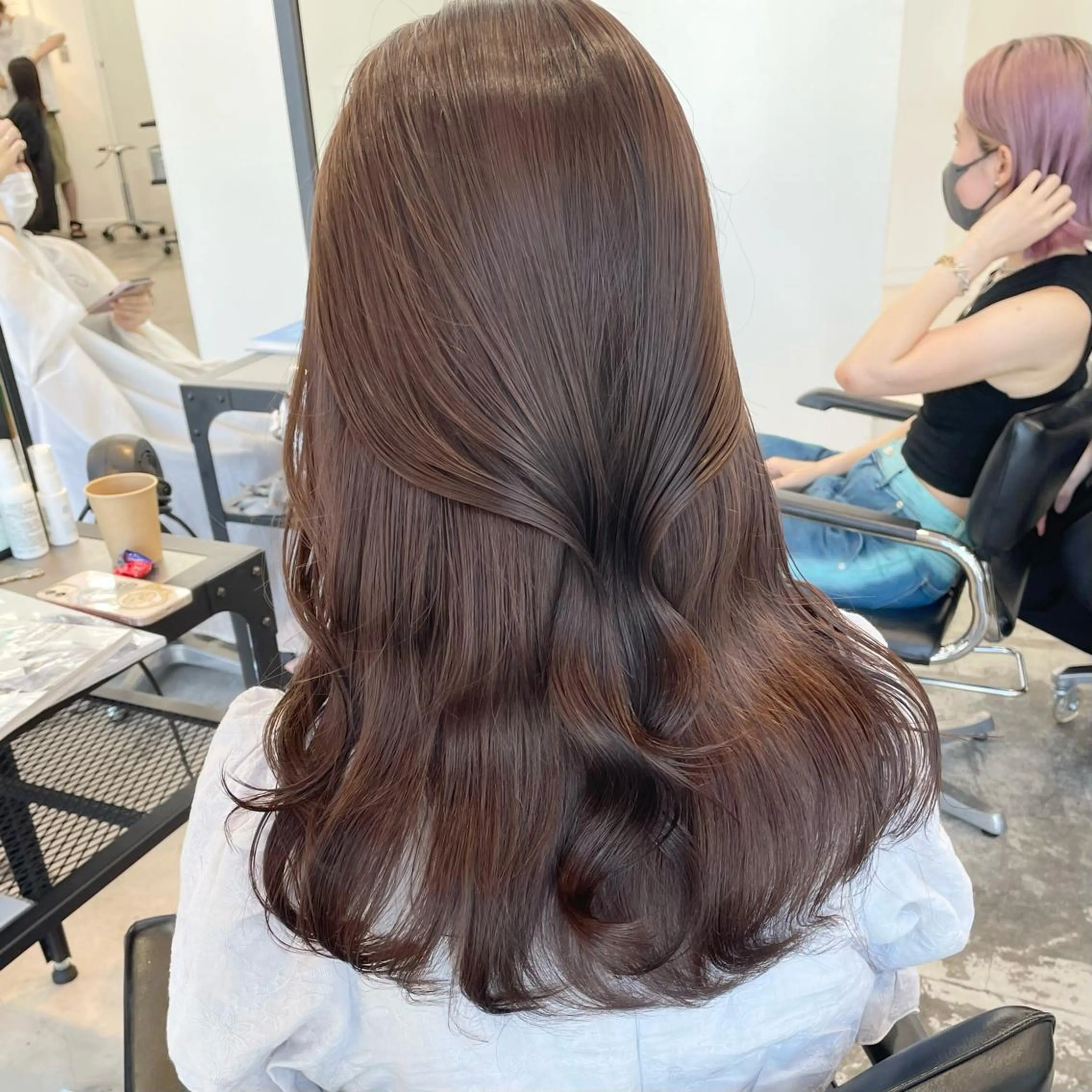 セミロング 髪質改善 ヘアカラー トリートメント レイヤー×グレージュ /ピンク🩷mioのヘアスタイル