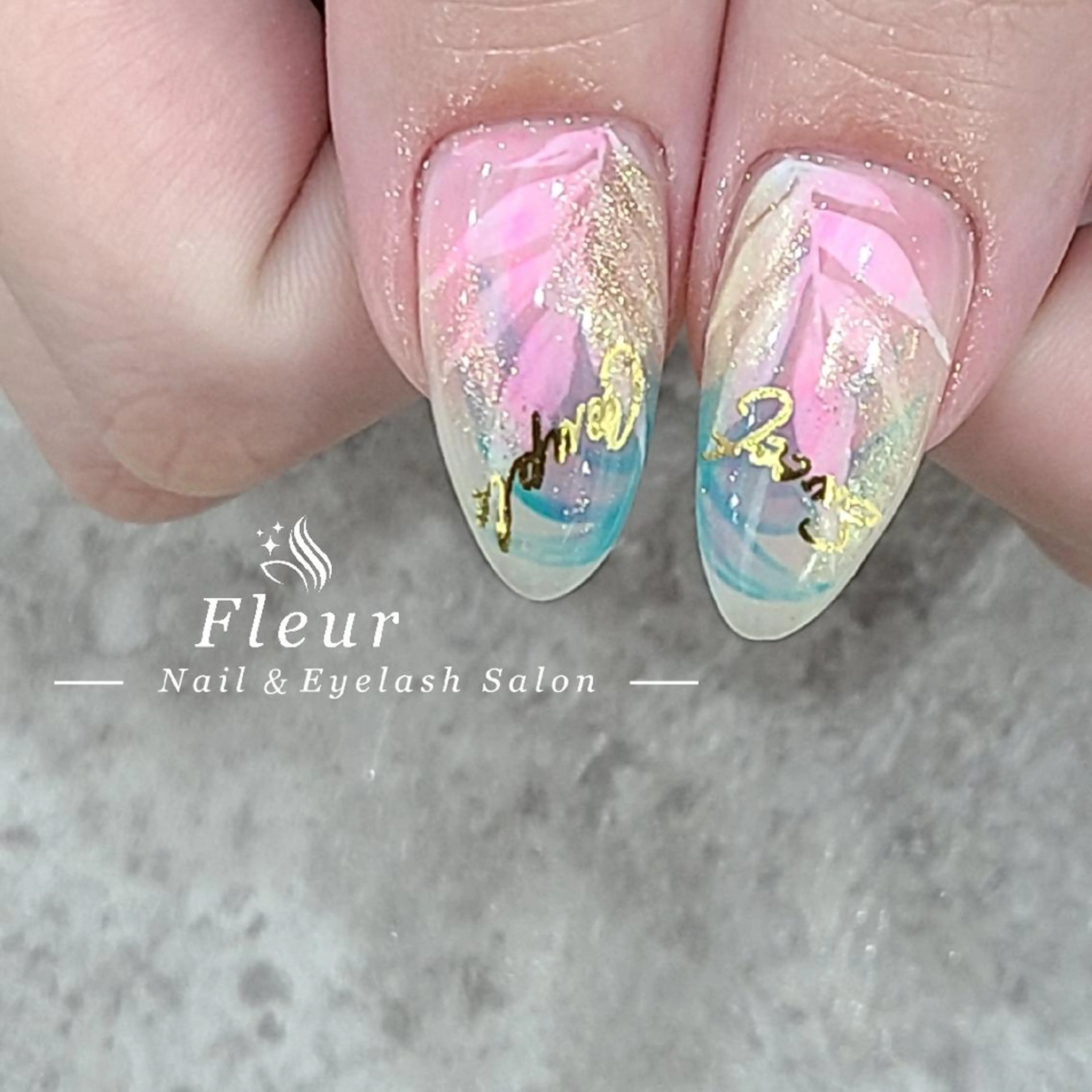 ロング ネイル アートネイル nail&eye ♡Fleur♡のネイルデザイン