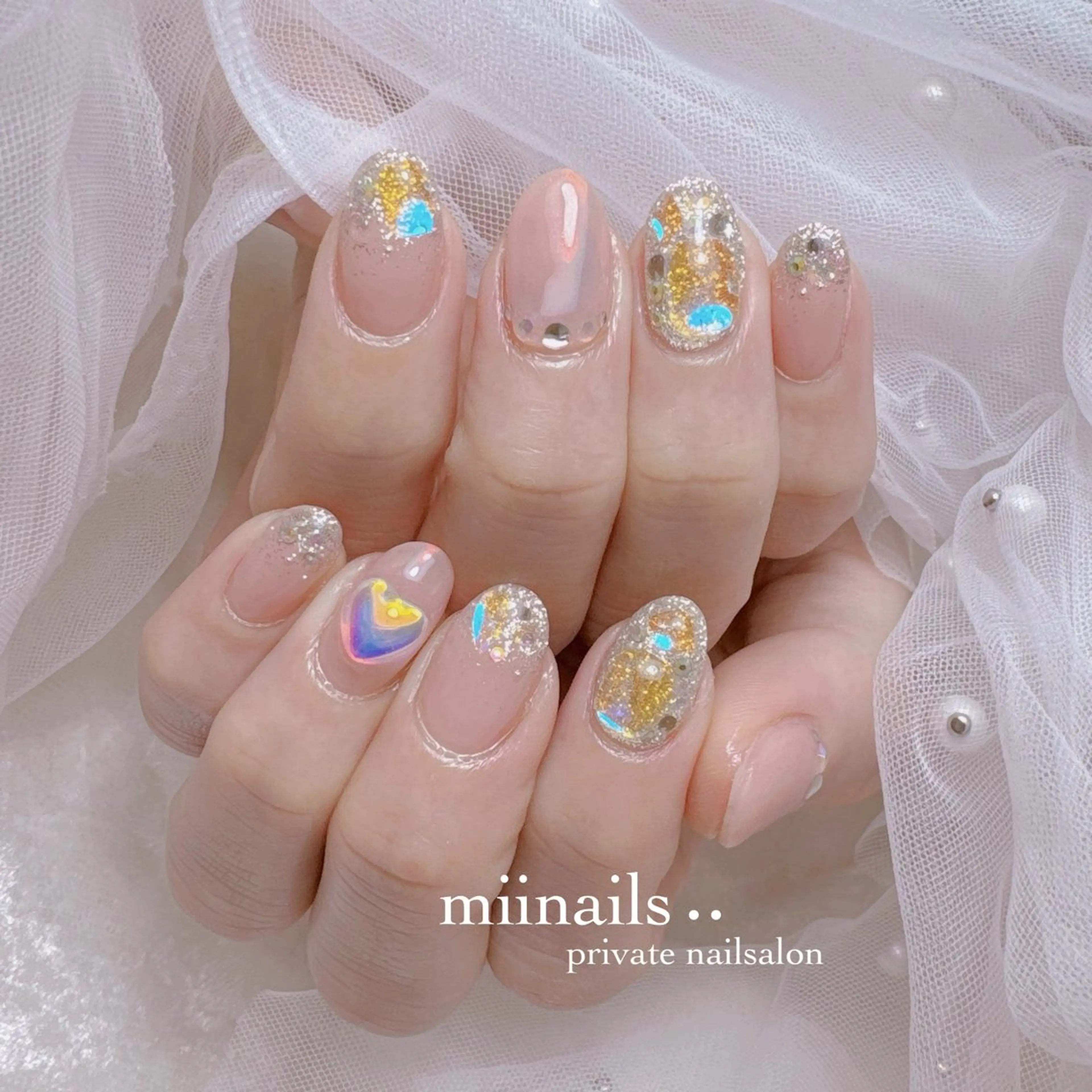 ネイル 韓国ネイル マグネットネイル ワンホンネイル ハンドネイル nailsalon miinailsのネイルデザイン