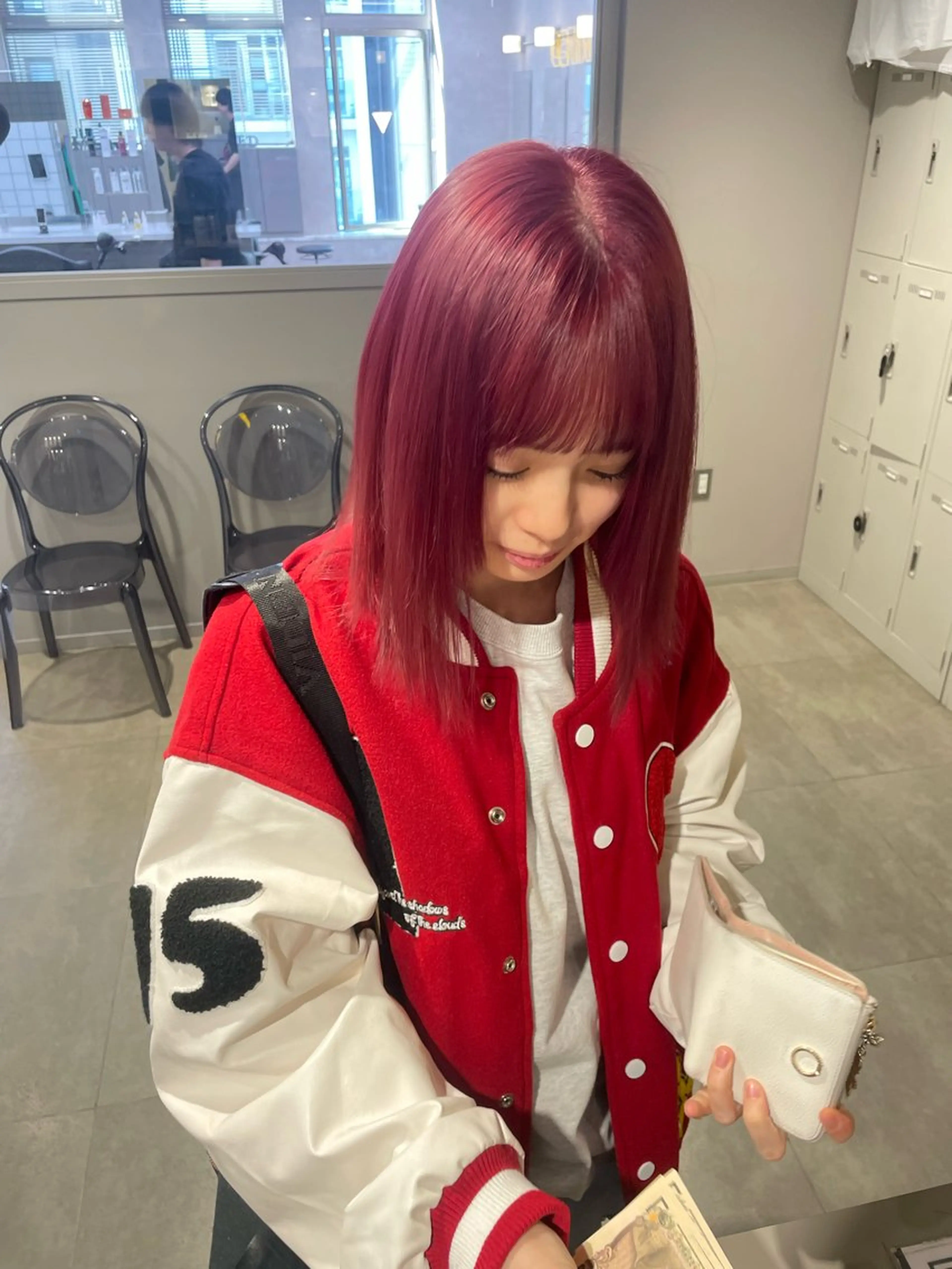 ミディアム カラー ヘアアレンジ ヘアカラー トリートメント ヘッドスパ 💗暖色特化ピンク/ 赤髪💗HARUNAのヘアスタイル
