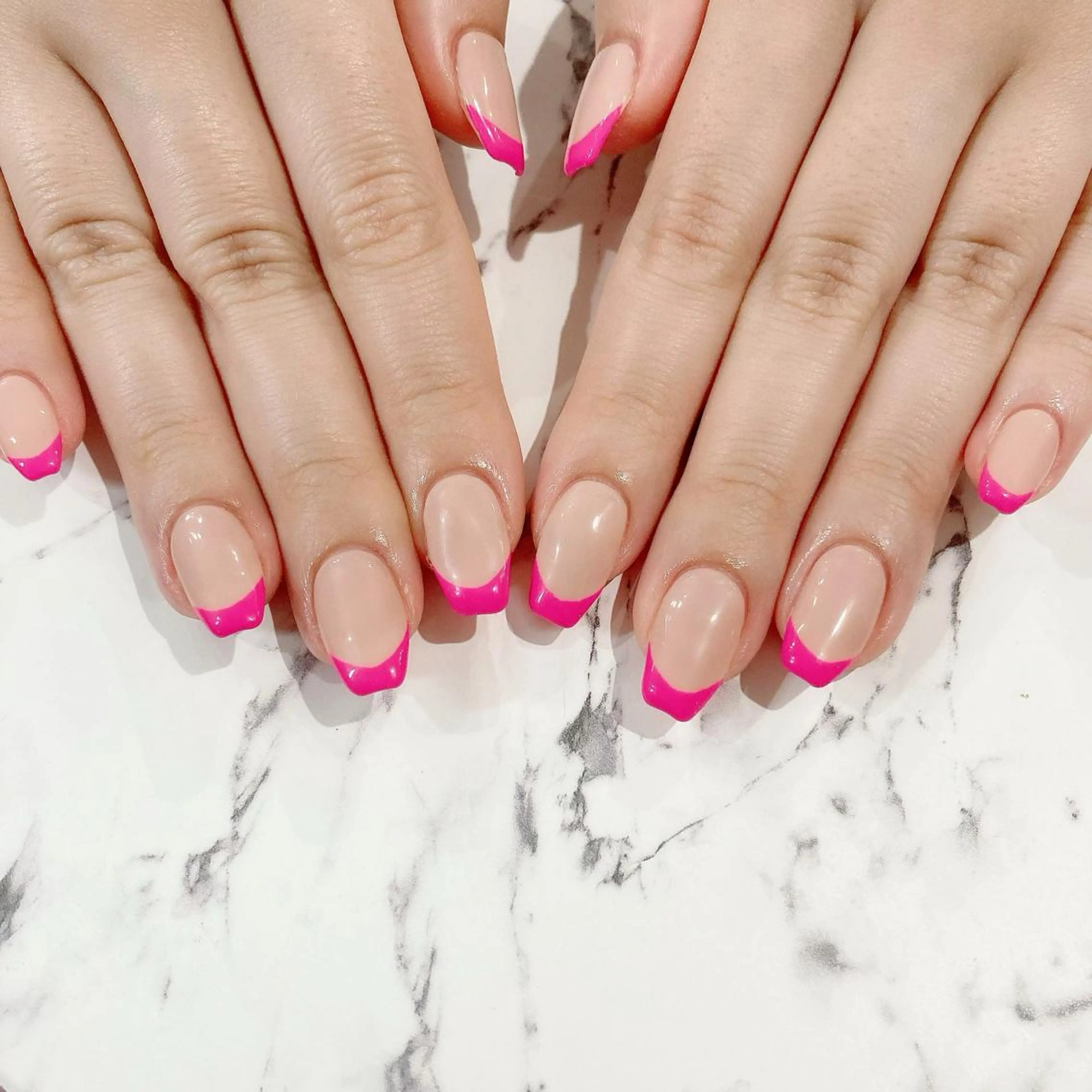 ネイル フレンチネイル ジェルネイル パラジェル ピンク シンプルネイル ハンドネイル Nail Kのネイルデザイン