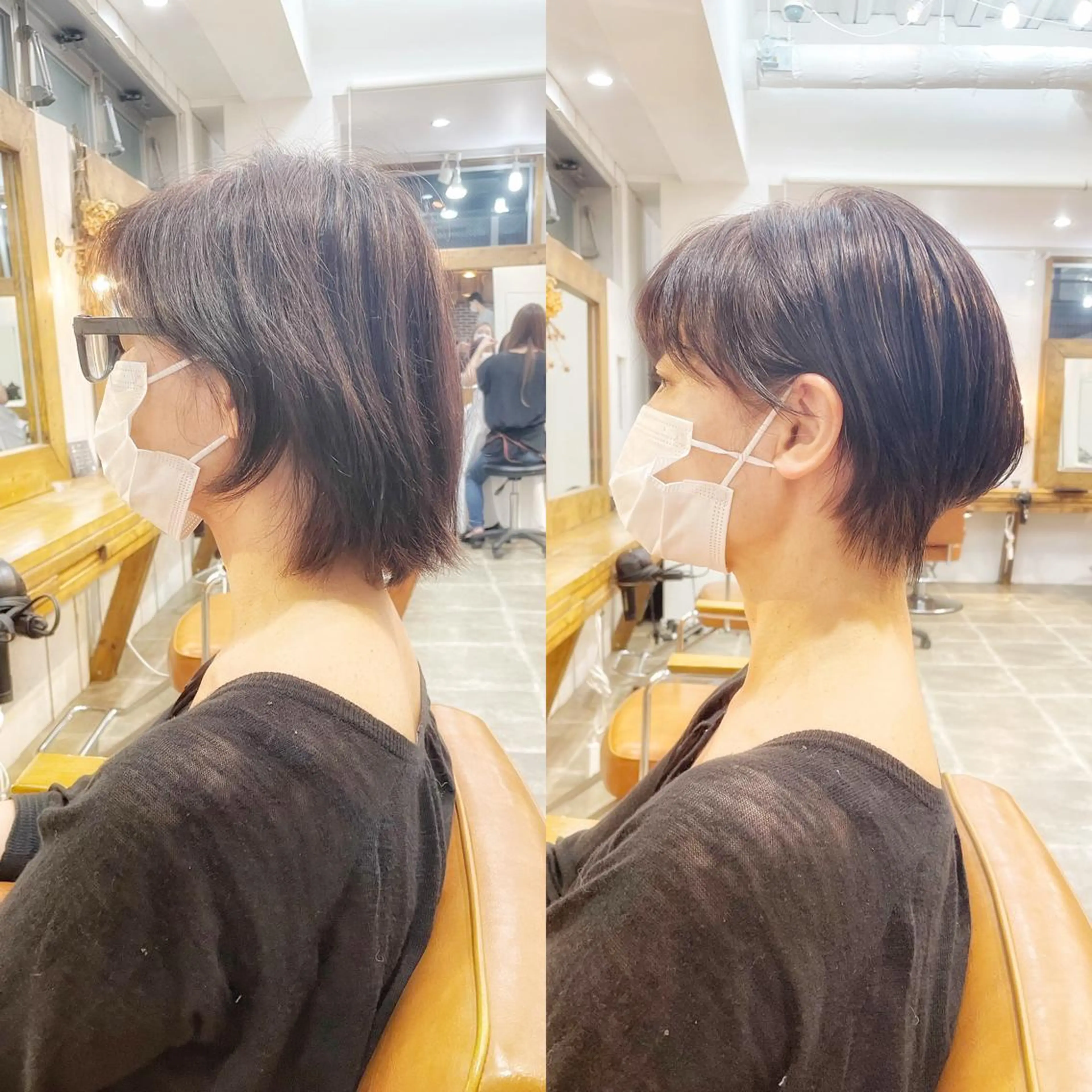 ショート ショートレイヤー 丸みショート くびれヘア くせ毛 レイヤーカット カット newline銀座所属・銀座ショート/ 大人ショート/金子涼のヘアスタイル