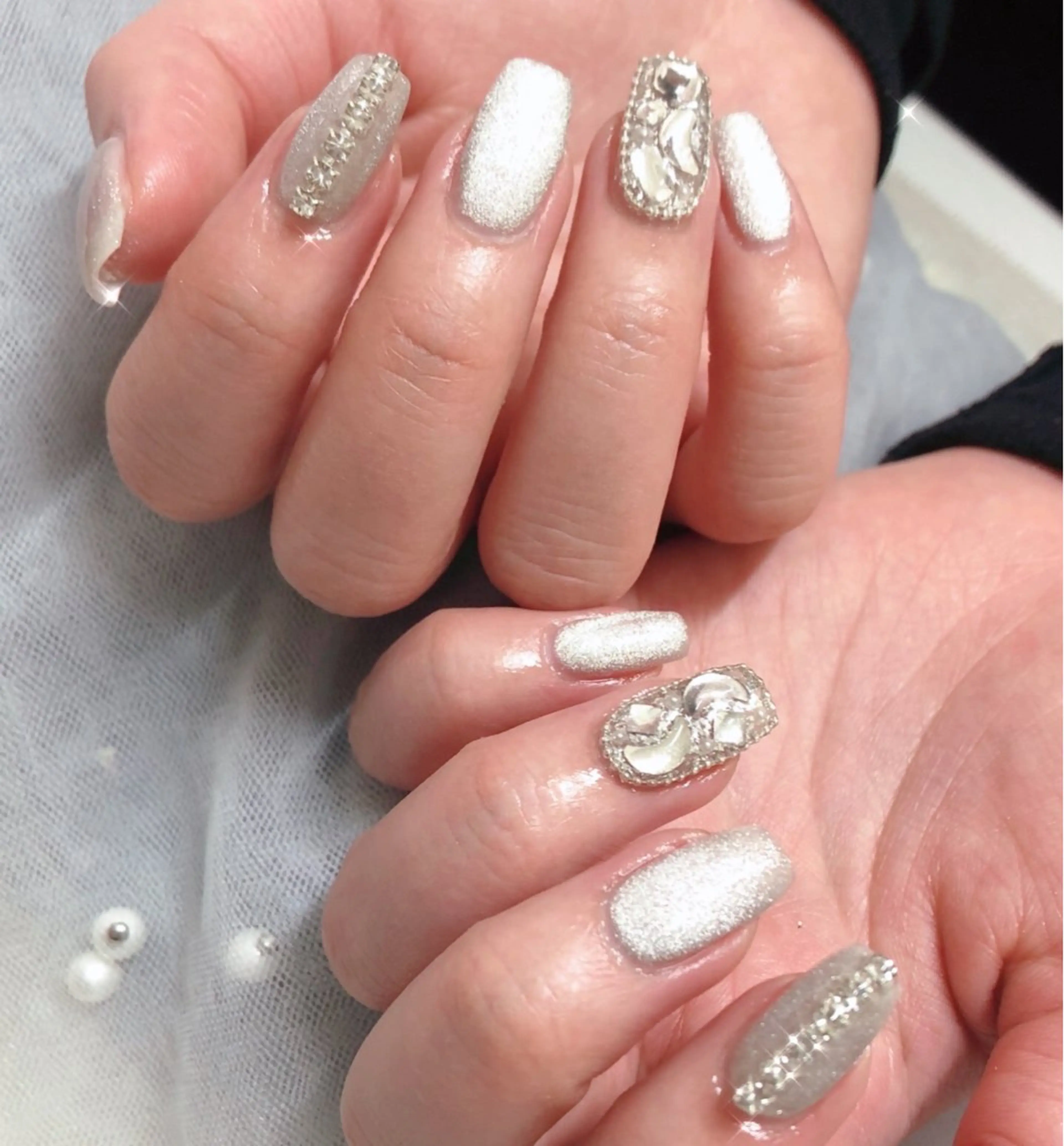 ネイル フレンチネイル ジェルネイル ガラスフレンチ 韓国ネイル マグネットネイル ハンドネイル ハンドケア 大門浜松町 ネイルのネイルデザイン