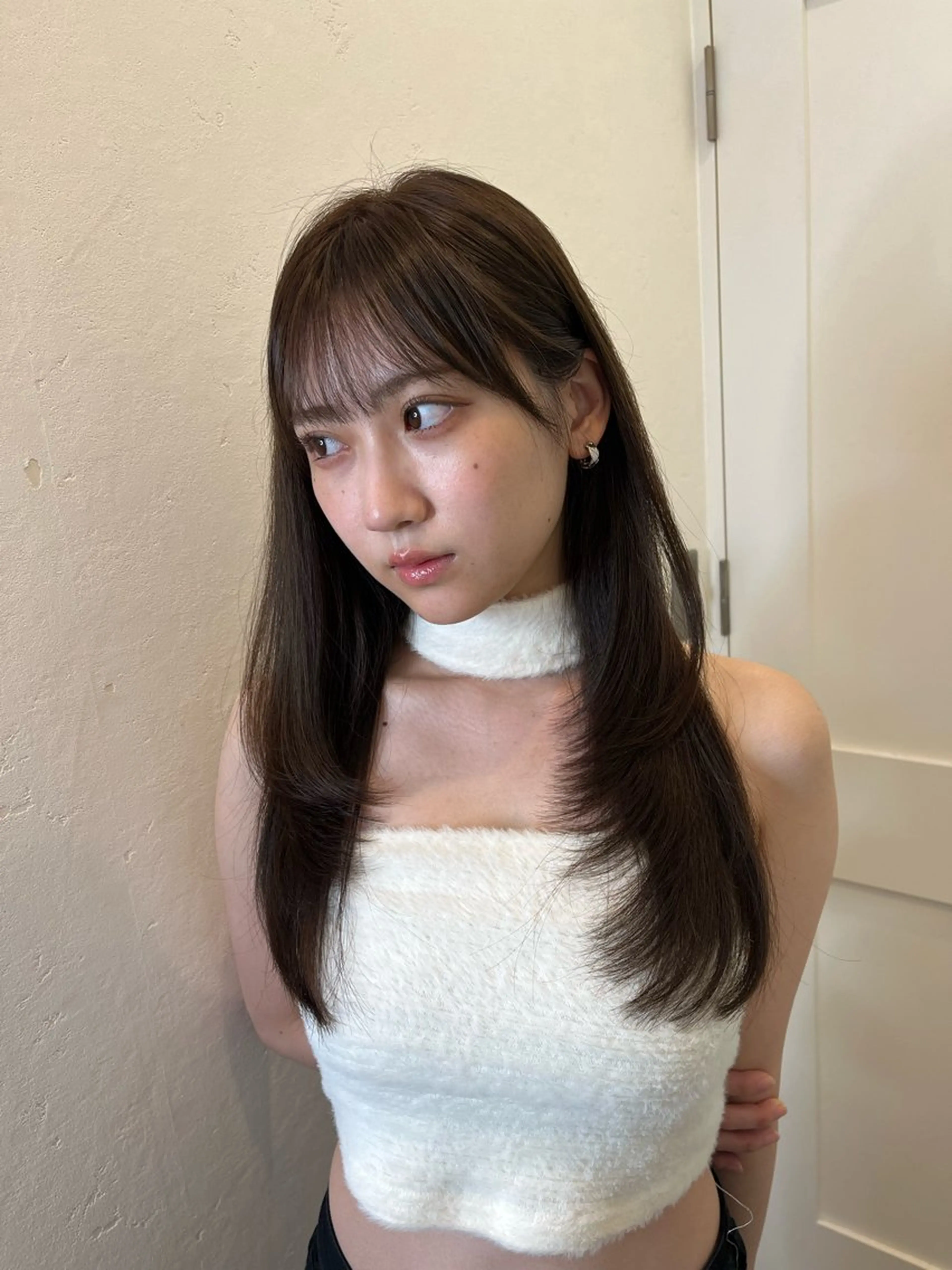 セミロング カラー カット ヘアカラー トリートメント 山崎/韓国縮毛矯正 レイヤー髪質改善のヘアスタイル