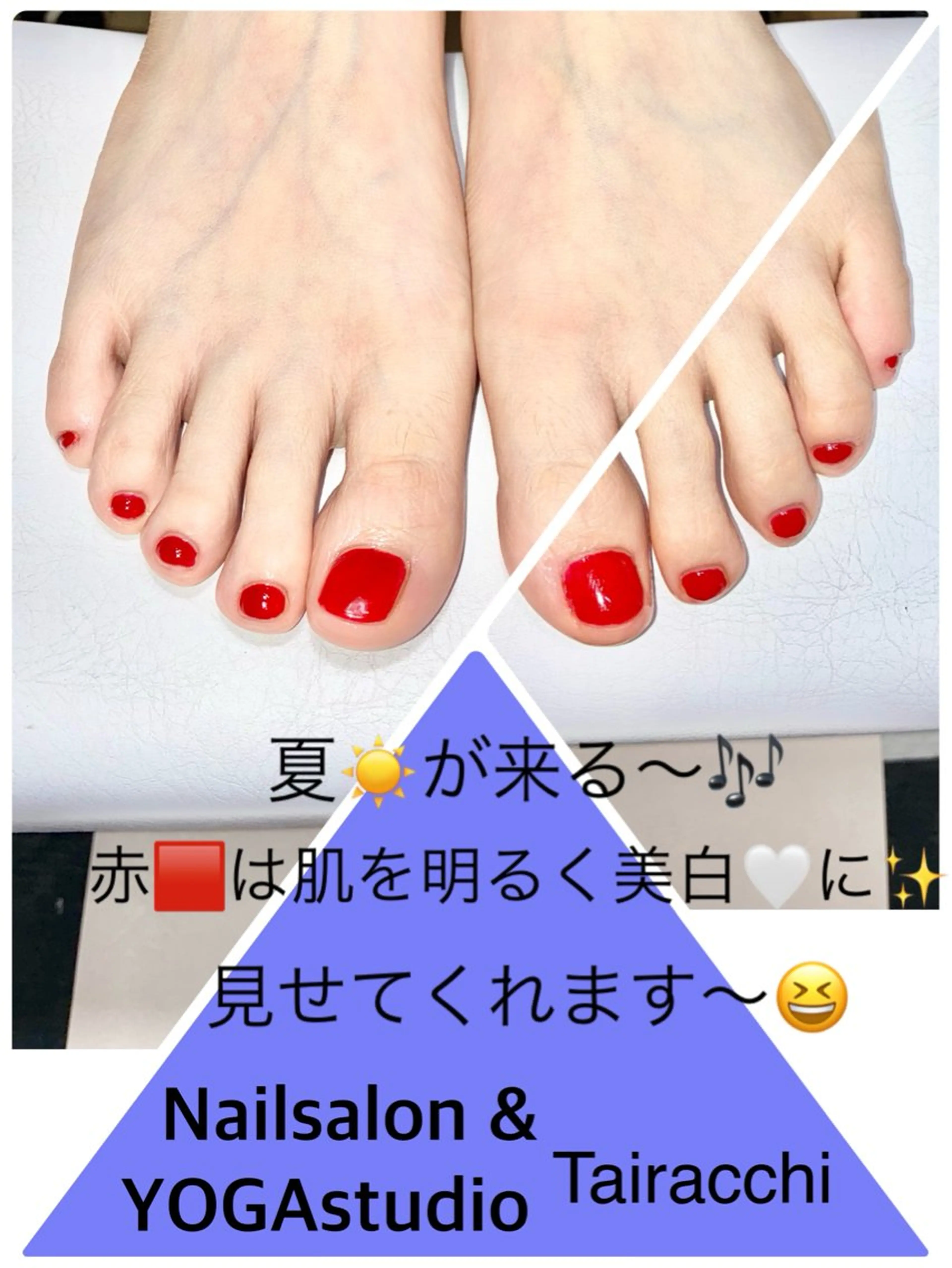 ネイル フットネイル 赤色 フットネイル Tairacchi ﾀｲﾗｯﾁのネイルデザイン