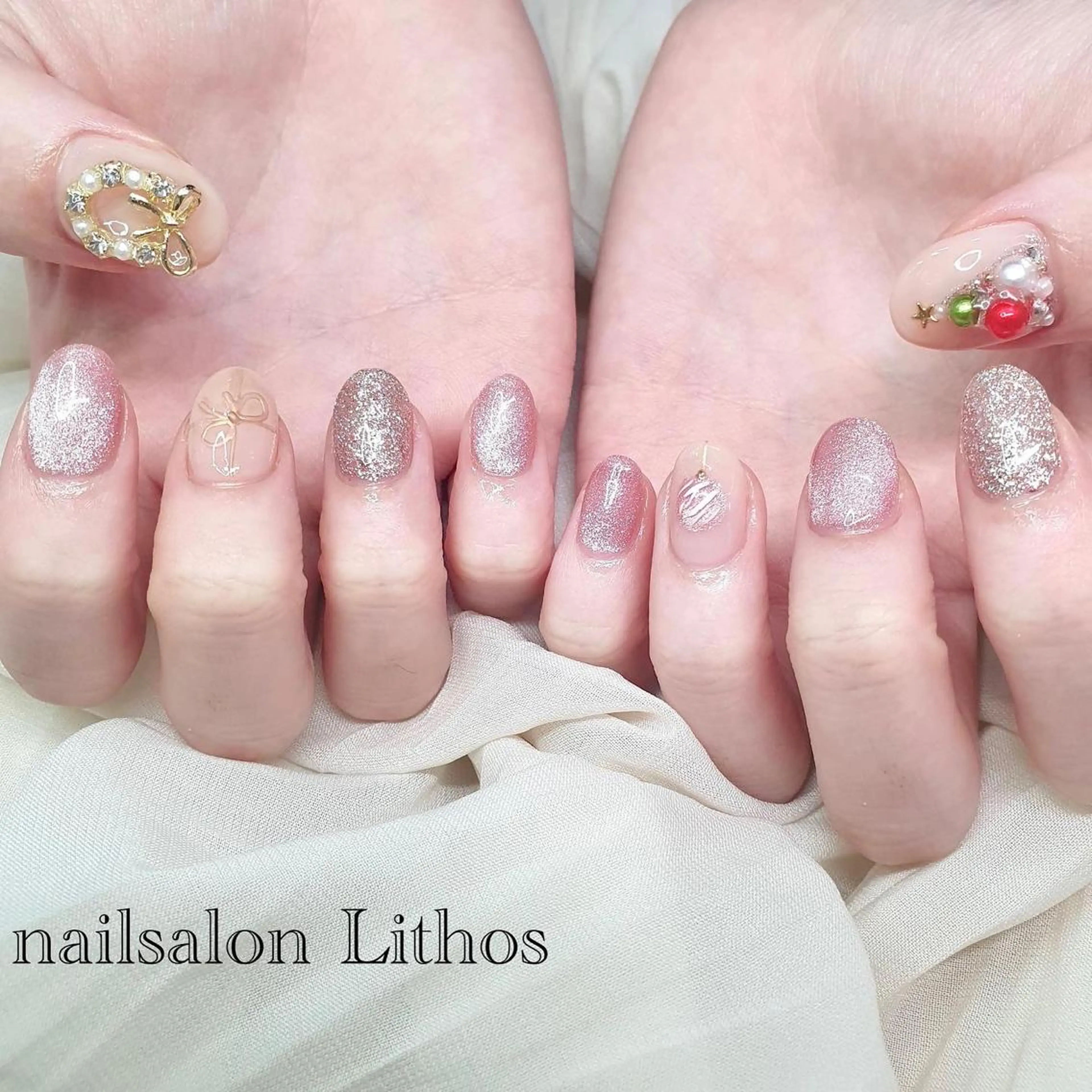 ネイル 冬ネイル クリスマス ハンドネイル nailsalon Lithos所属・nailsalon Recontreのネイルデザイン