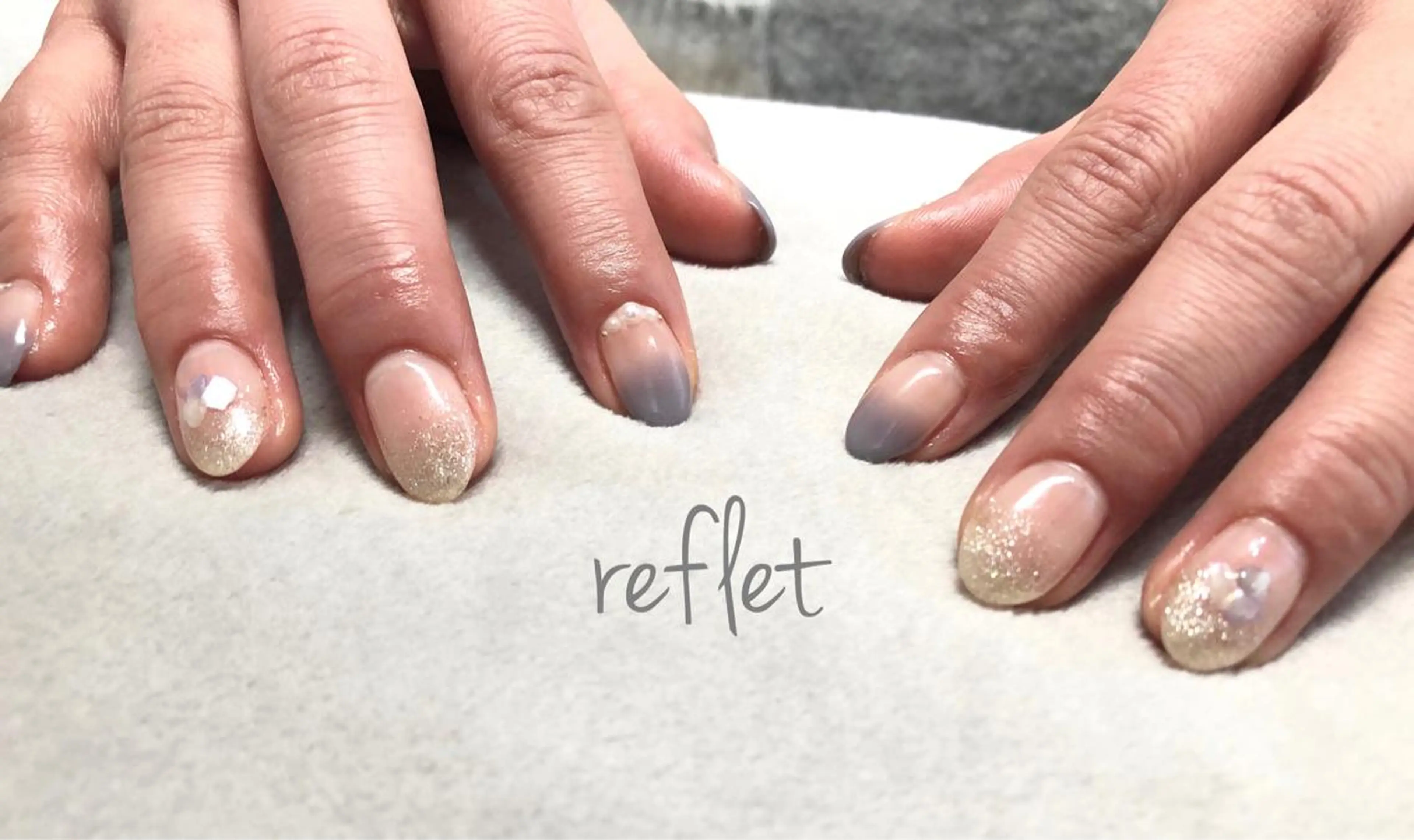 ネイル グラデーション ラメ(グリッター) ラメグラデーション ハンドネイル reflet nailのネイルデザイン