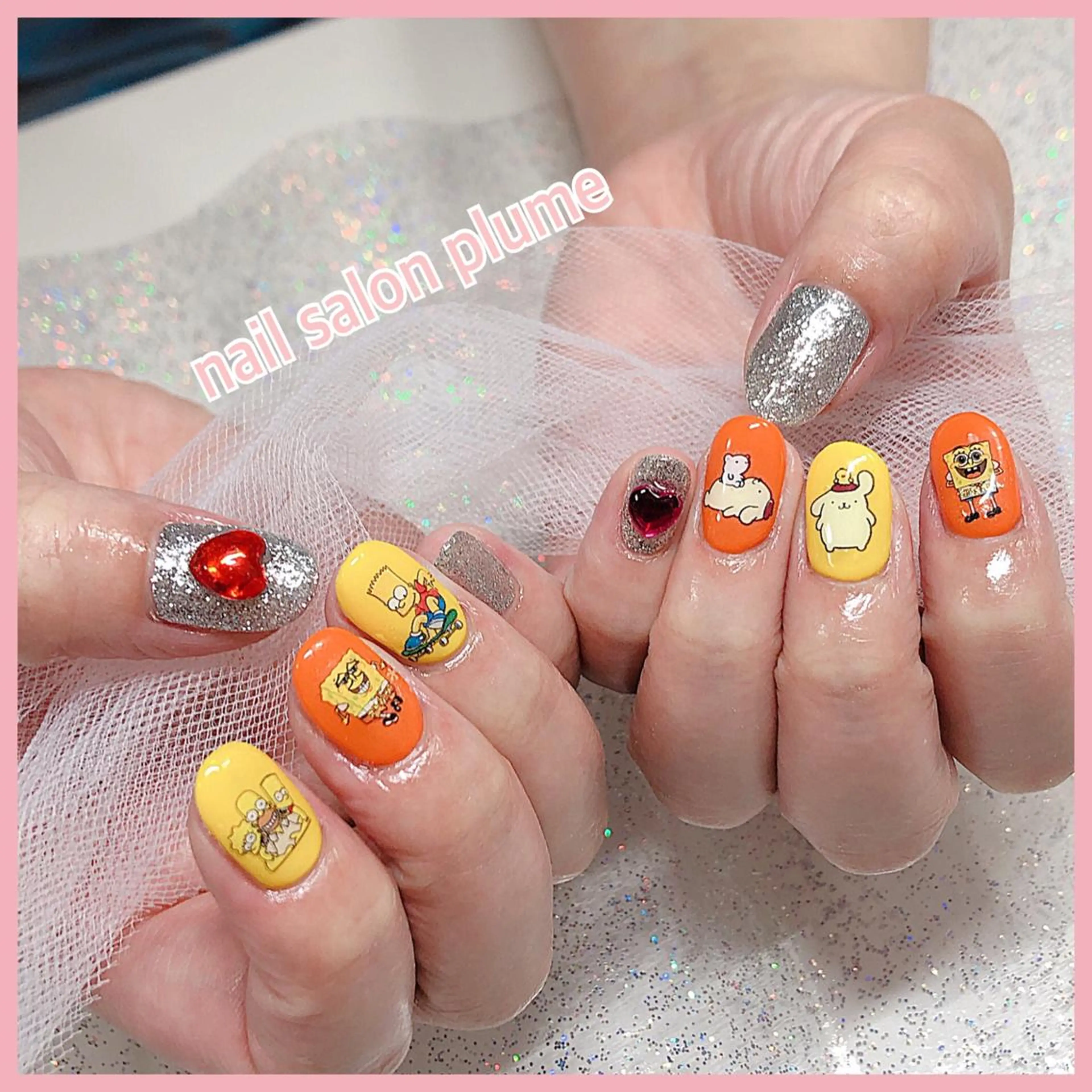 ネイル アートネイル ハート キラキラネイル 韓国ネイル ラメ(グリッター) plume nail ☆韓国ネイルのネイルデザイン