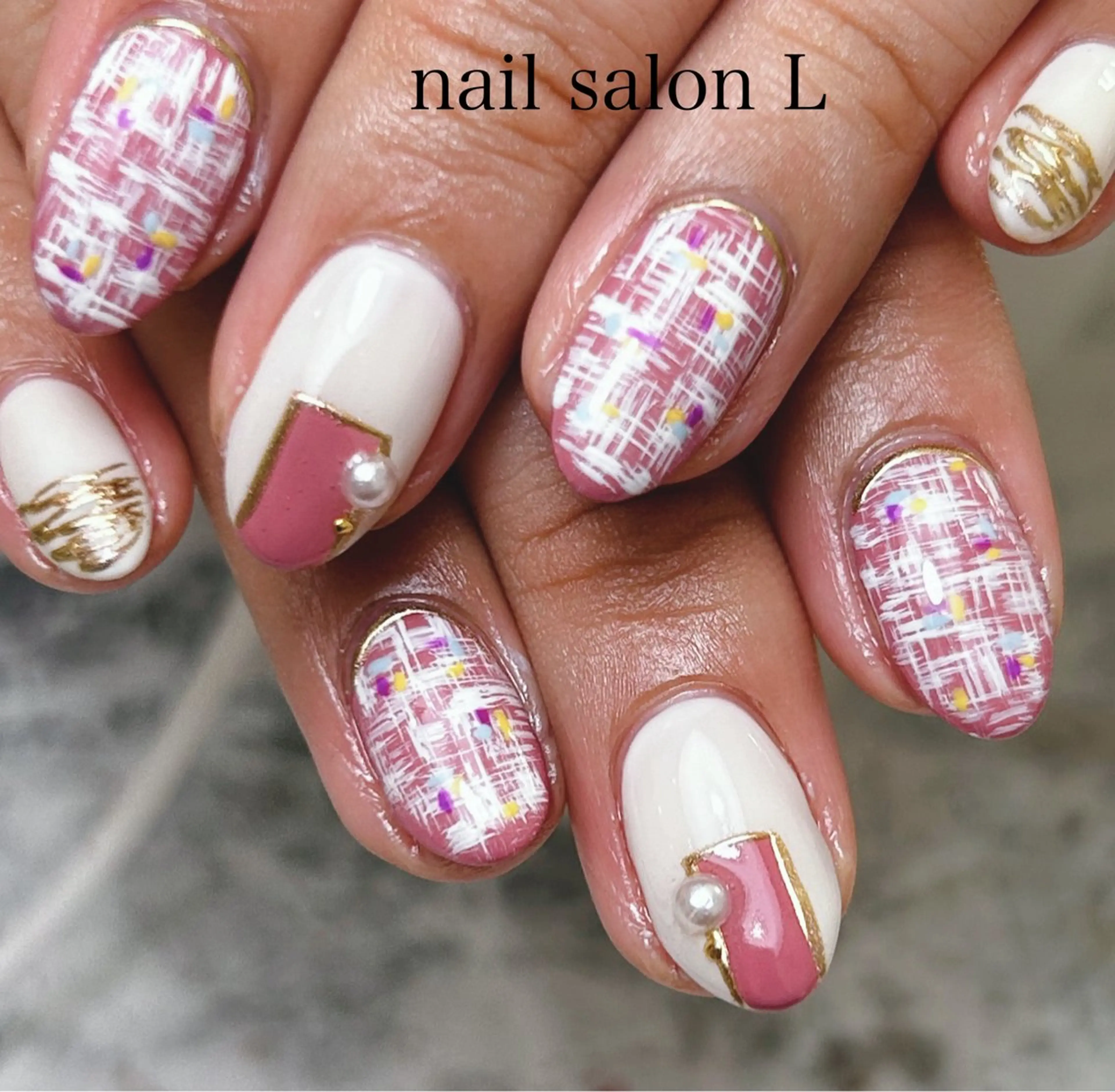 ネイル ピンク ハンドネイル 吉川市 ネイルサロンLのネイルデザイン