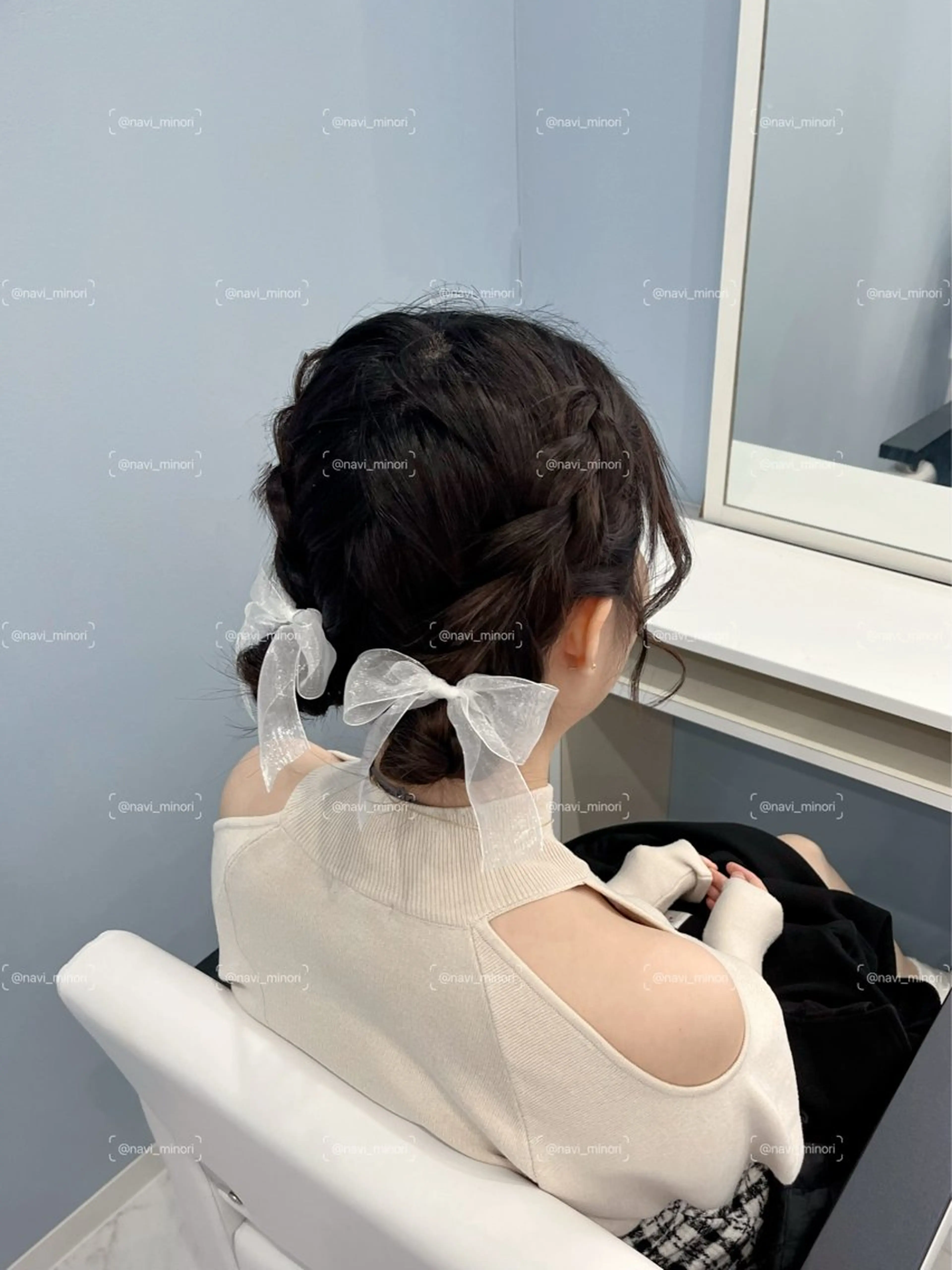 ミディアム ヘアアレンジ お団子ヘア ヘアセット navi minoriのヘアスタイル